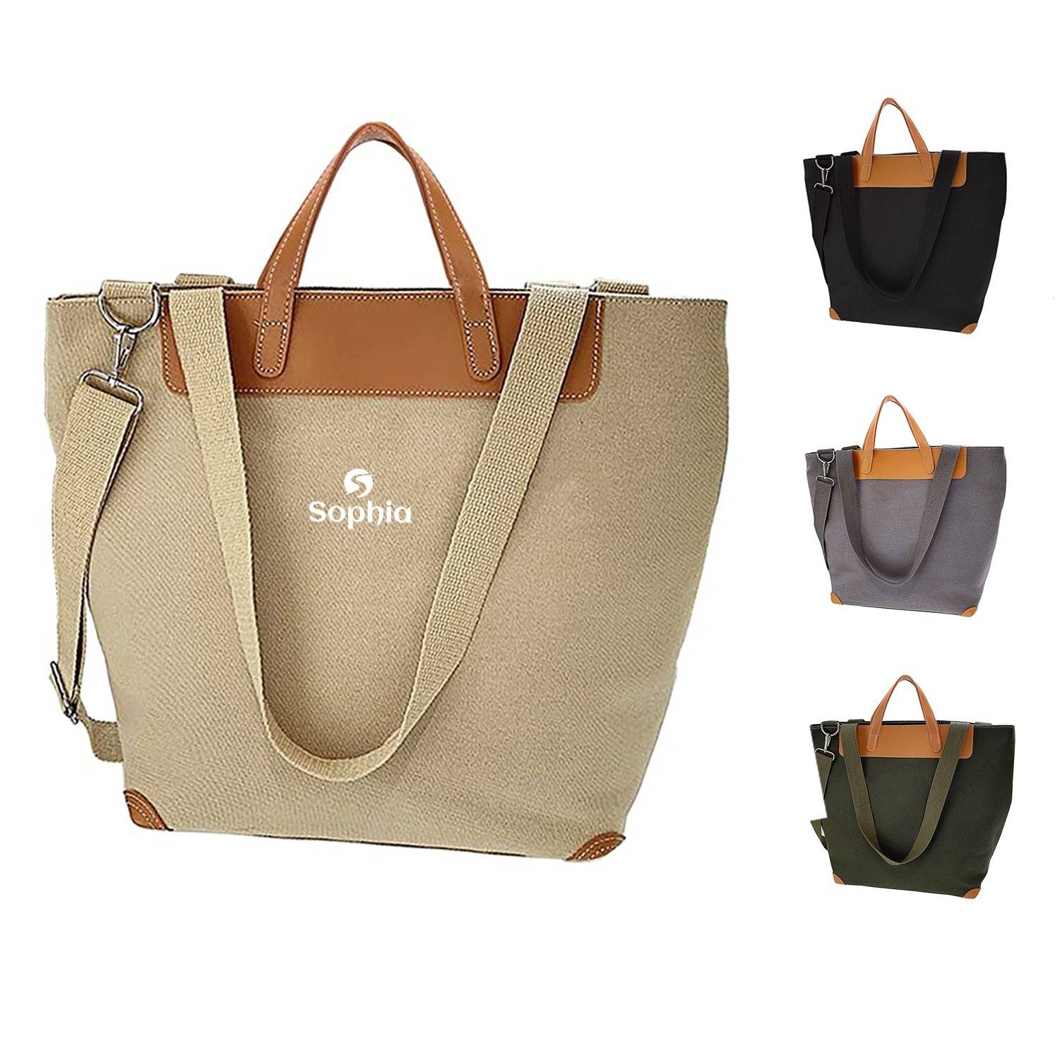 Large Capacity Canvas Tote Shoulder Bags, custom tote bag with logo imprint 3