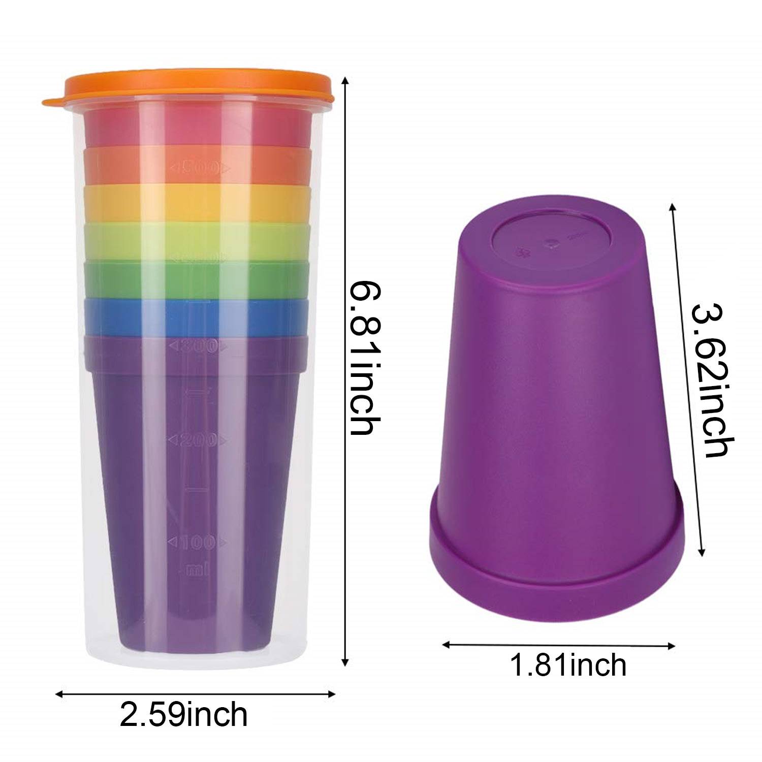 Multipurpose Unbreakable Plastic Cup Set In 7 Rainbow Colors 2