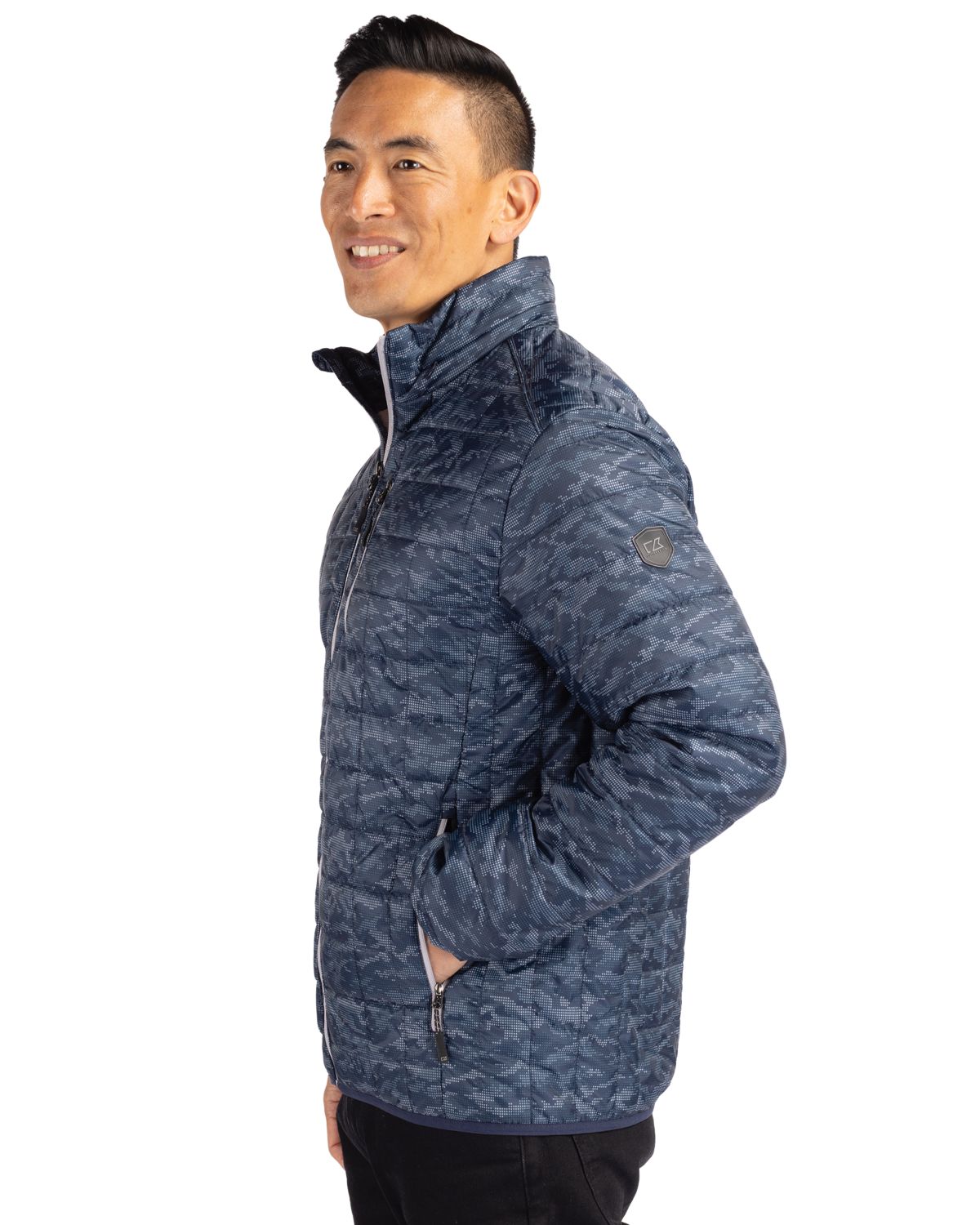 Cutter & Buck Rainier Recycled Insulated Printed Puffer Mens Full Zip Jacket 7