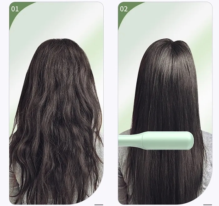 Ionic Hair Straightener Brush Adjustable Heat for Frizz Free Smooth Shiny Hair 2