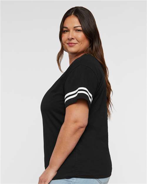 Women's Football V-Neck Fine Jersey Tee - 3537 27