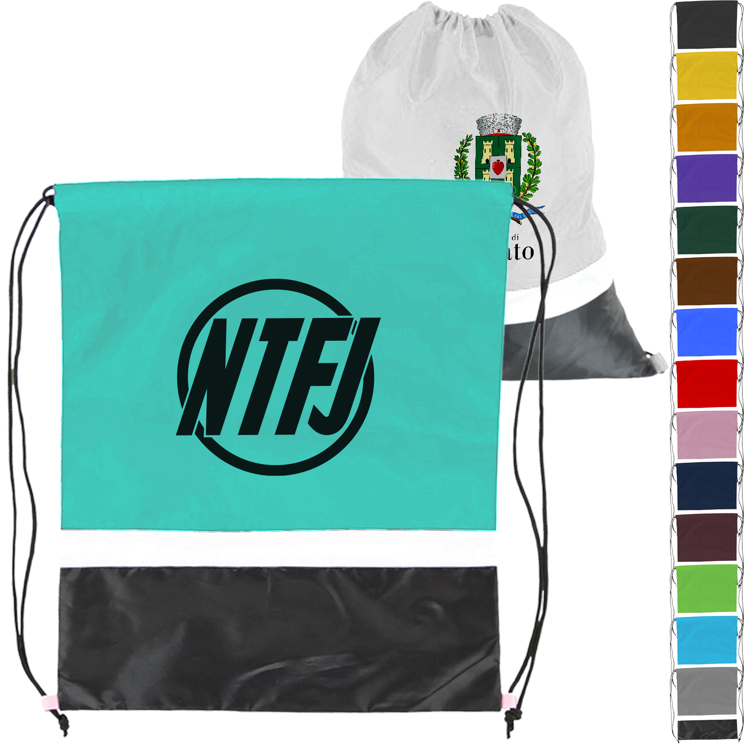 Gym Dual Color Team Bags Three-Tone Drawstring Backpack 3