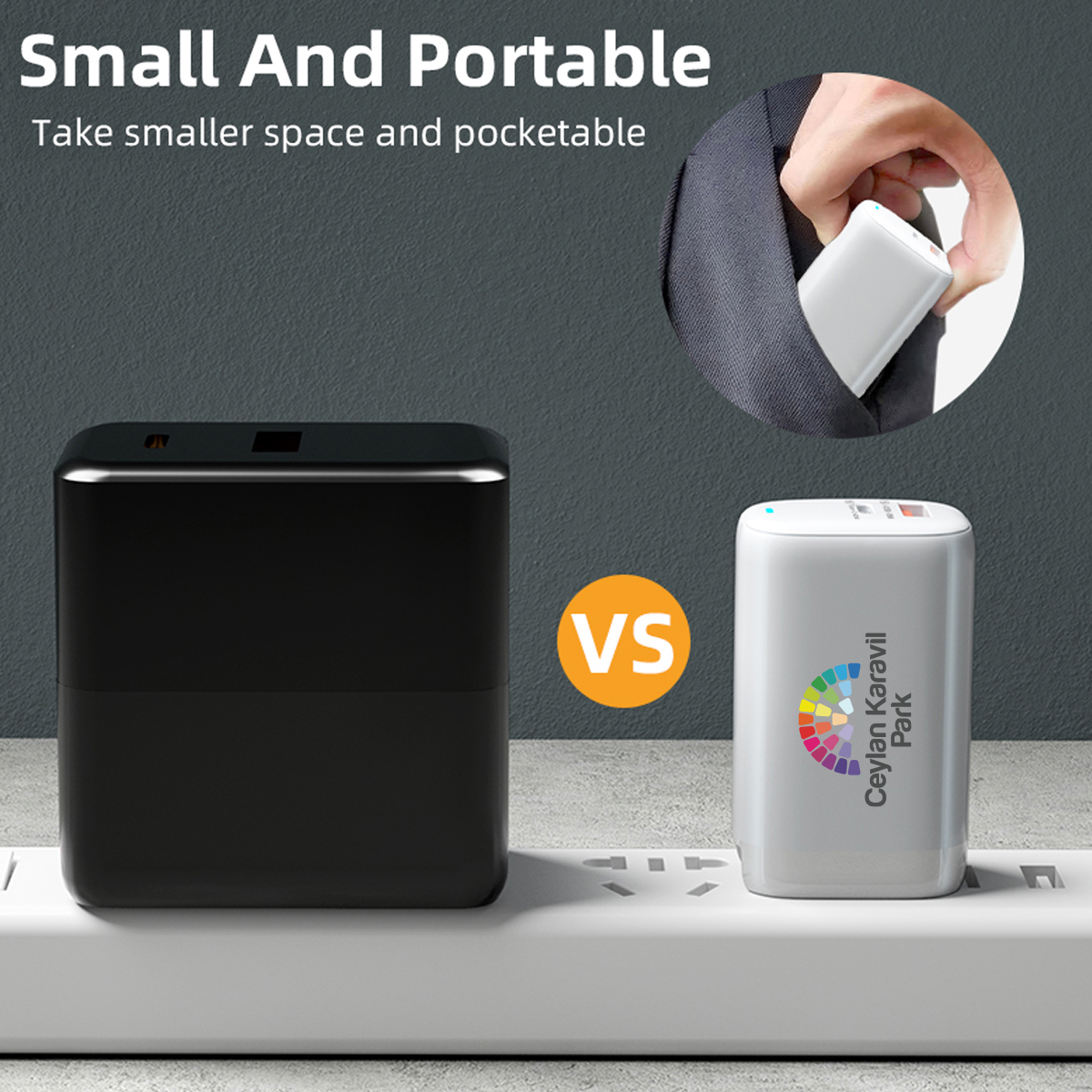 GaN 3-Port Power Adapter with Foldable Plug 7