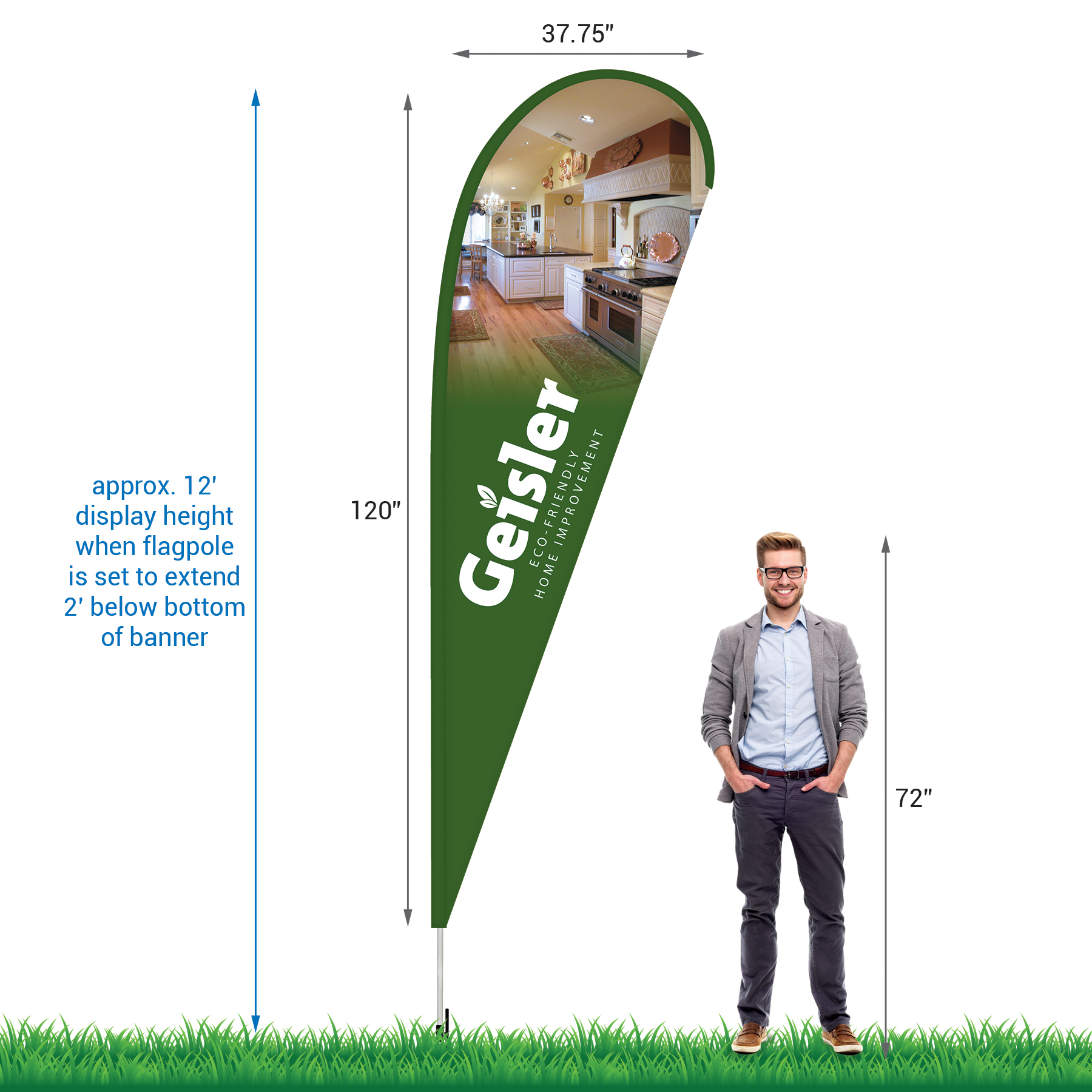 10' Double Sided Teardrop Banner w/ Premium Hardware & Spike 13