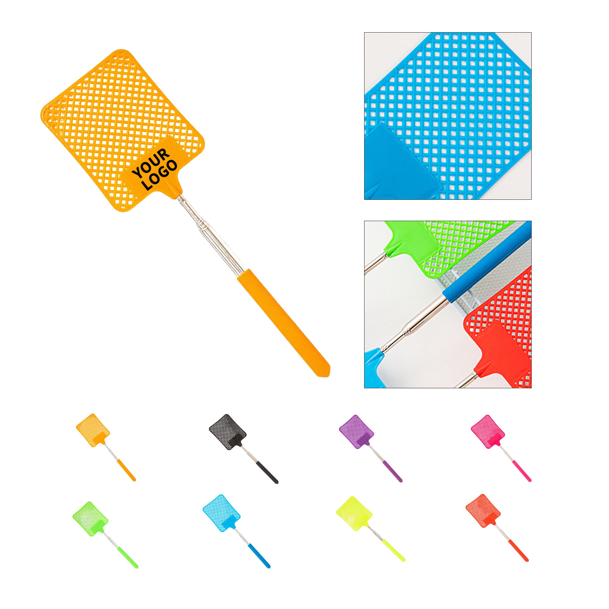 Retractable Fly Swatter With Telescopic Handle 17.8" x 2.8" 9