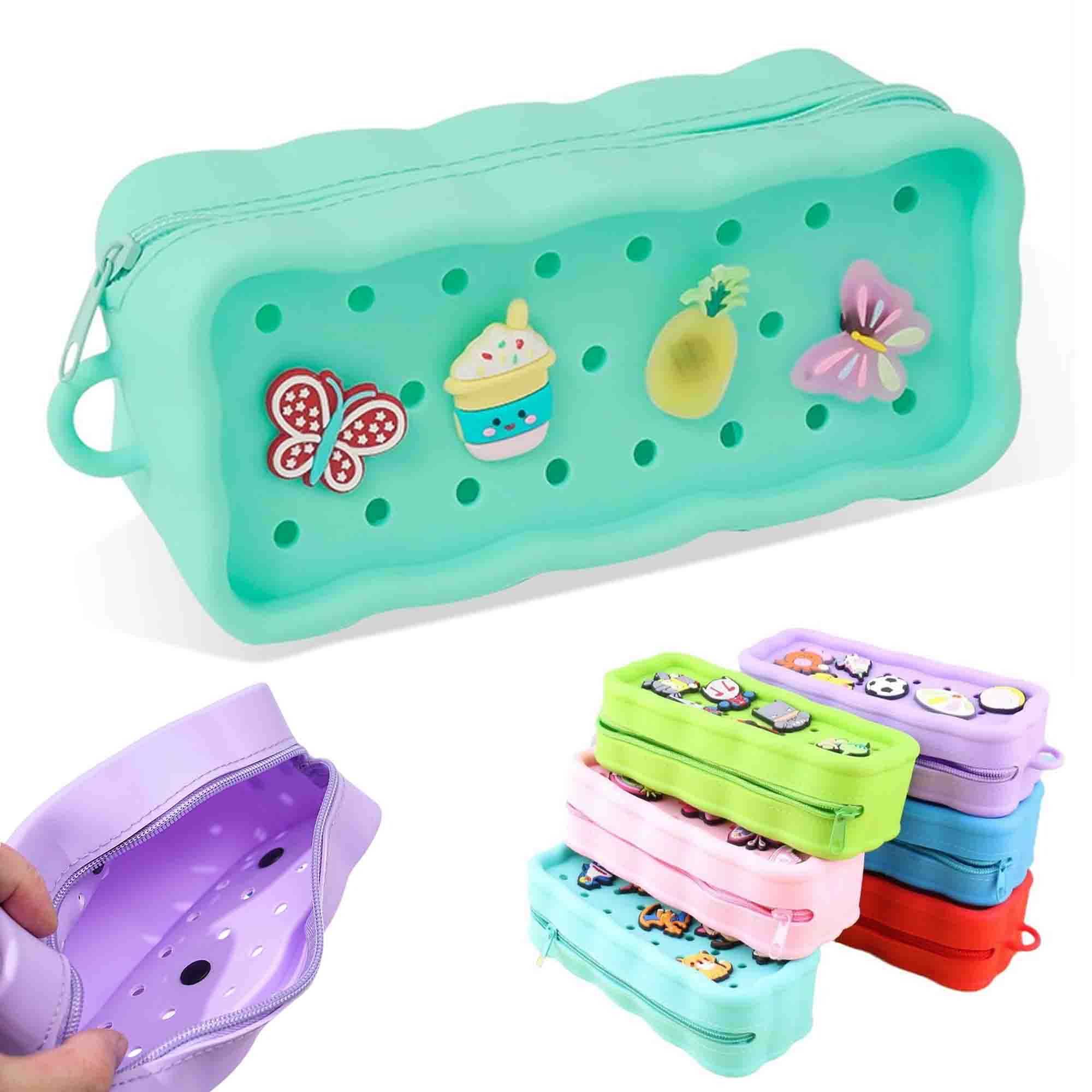 Pencil Case Charms Silicone Makeup Brush Bag Zipper Closure 2