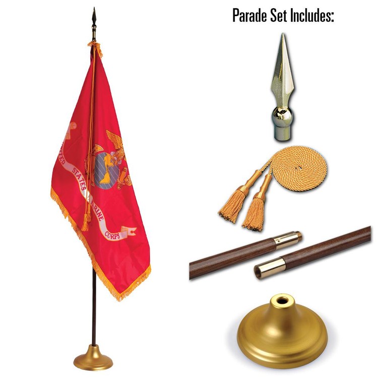 US Marine Corps Military Flag Indoor and Parade Set - 3' x 5' - Nylon 1