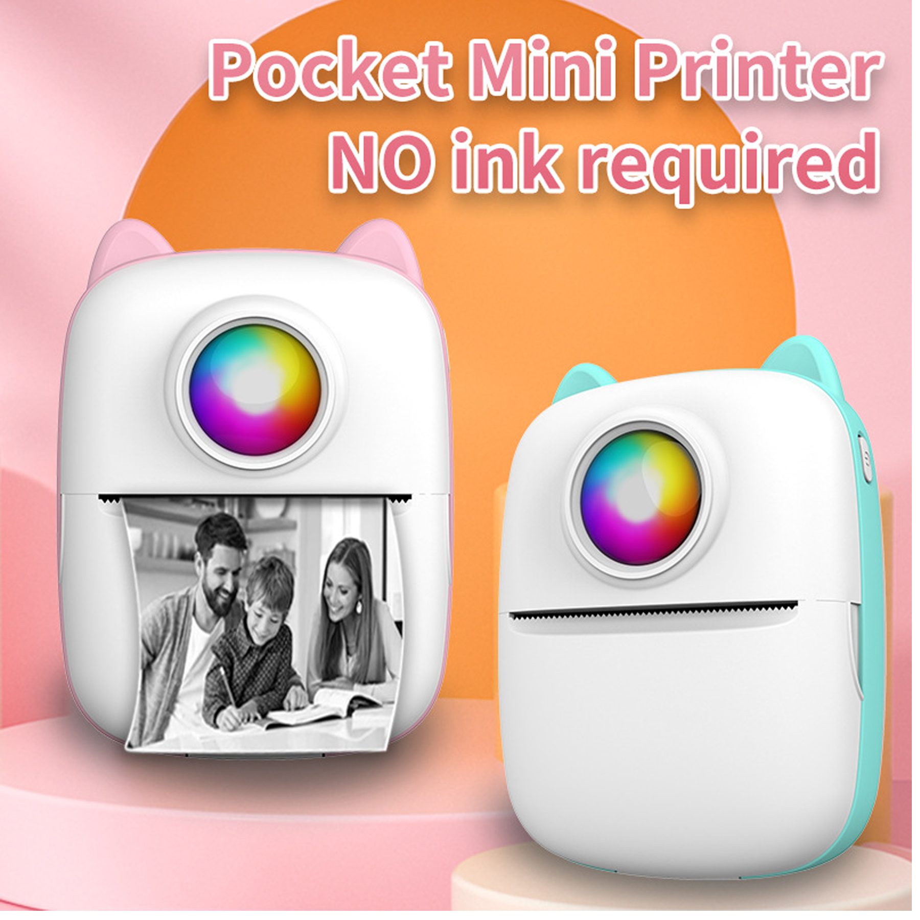 Portable Inkless Sticker Printer with Paper Roll 7