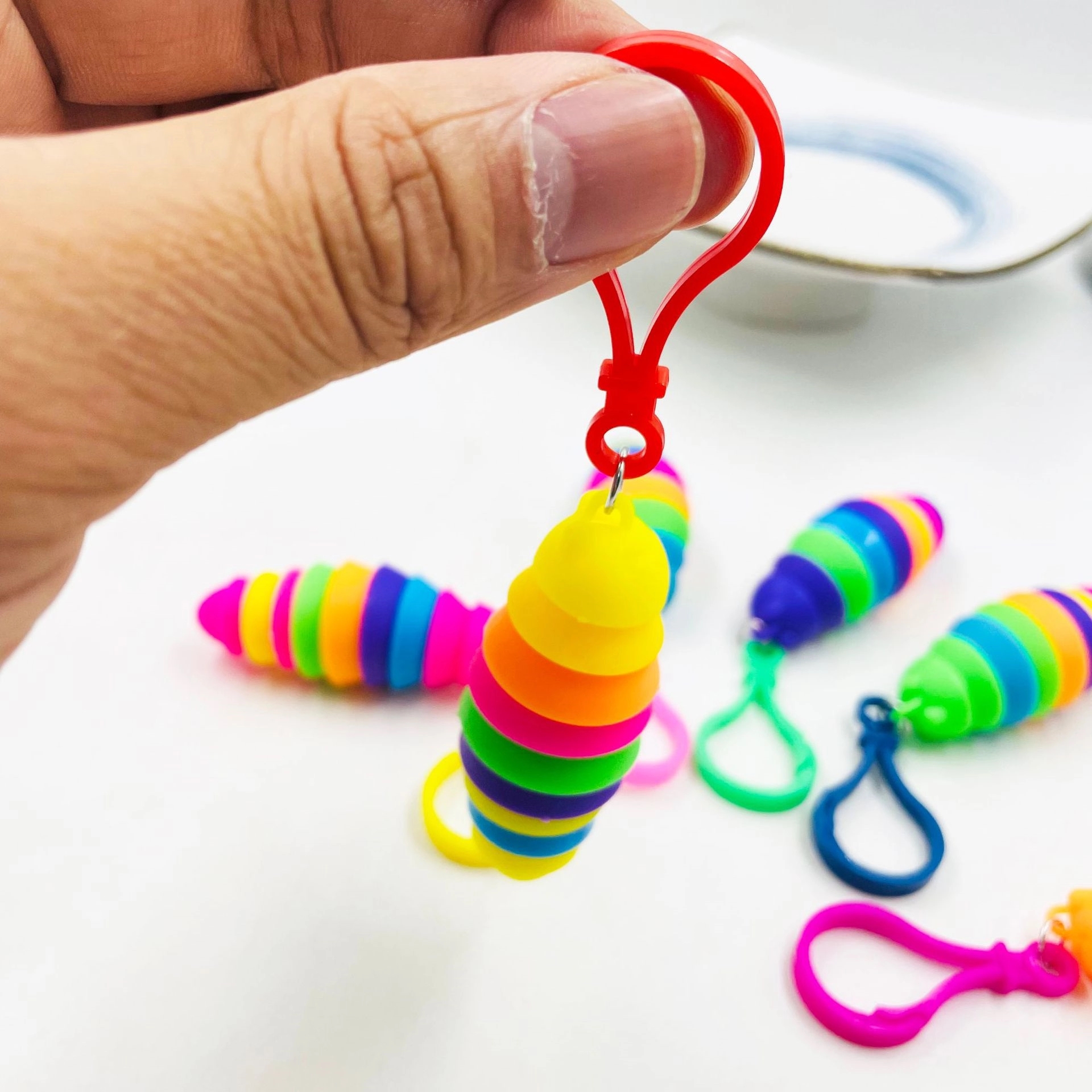 Articulated Stretch Caterpillar Toy Key Chain 8