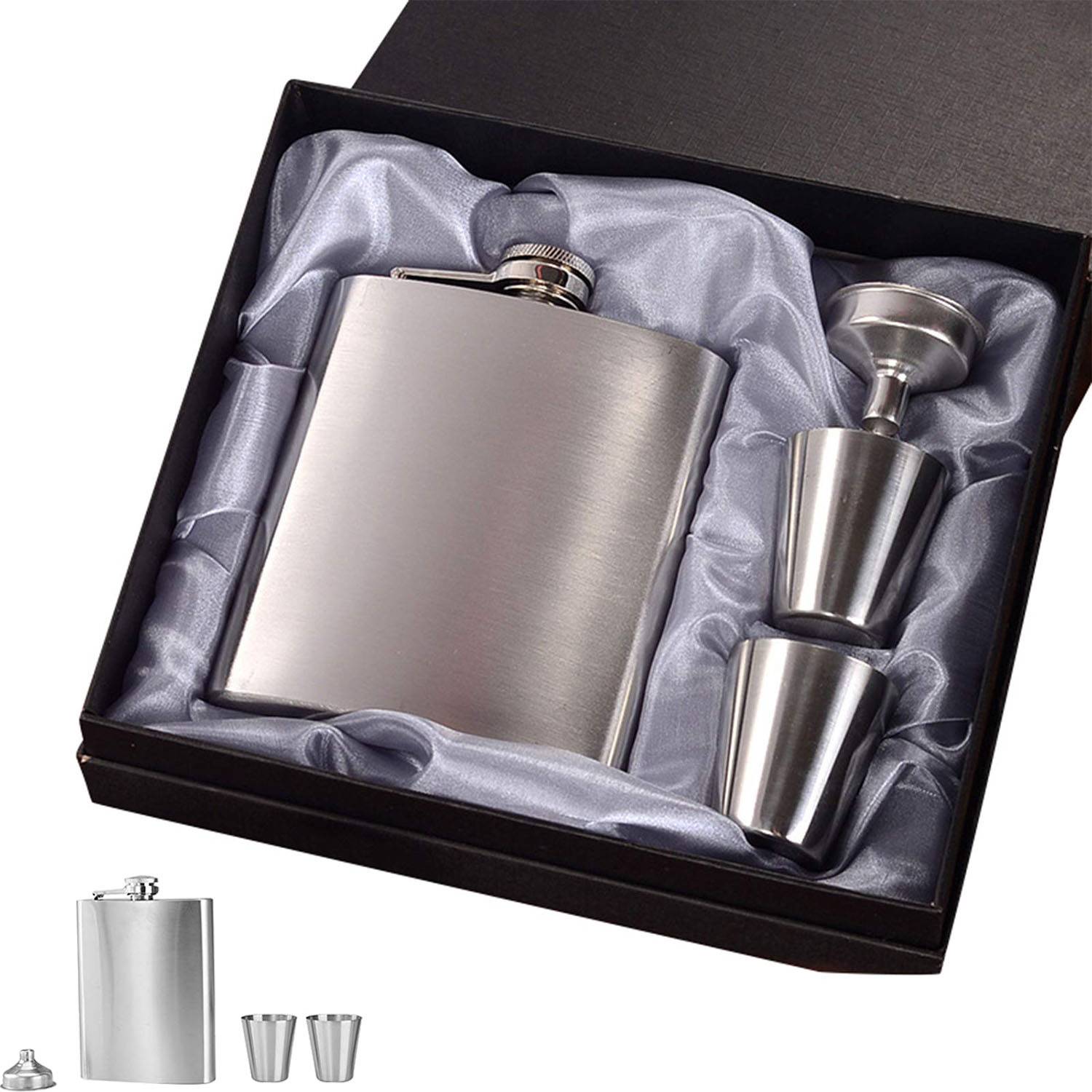 Portable 7oz Stainless Steel Hip Flask Set, custom water bottle with logo imprint 7