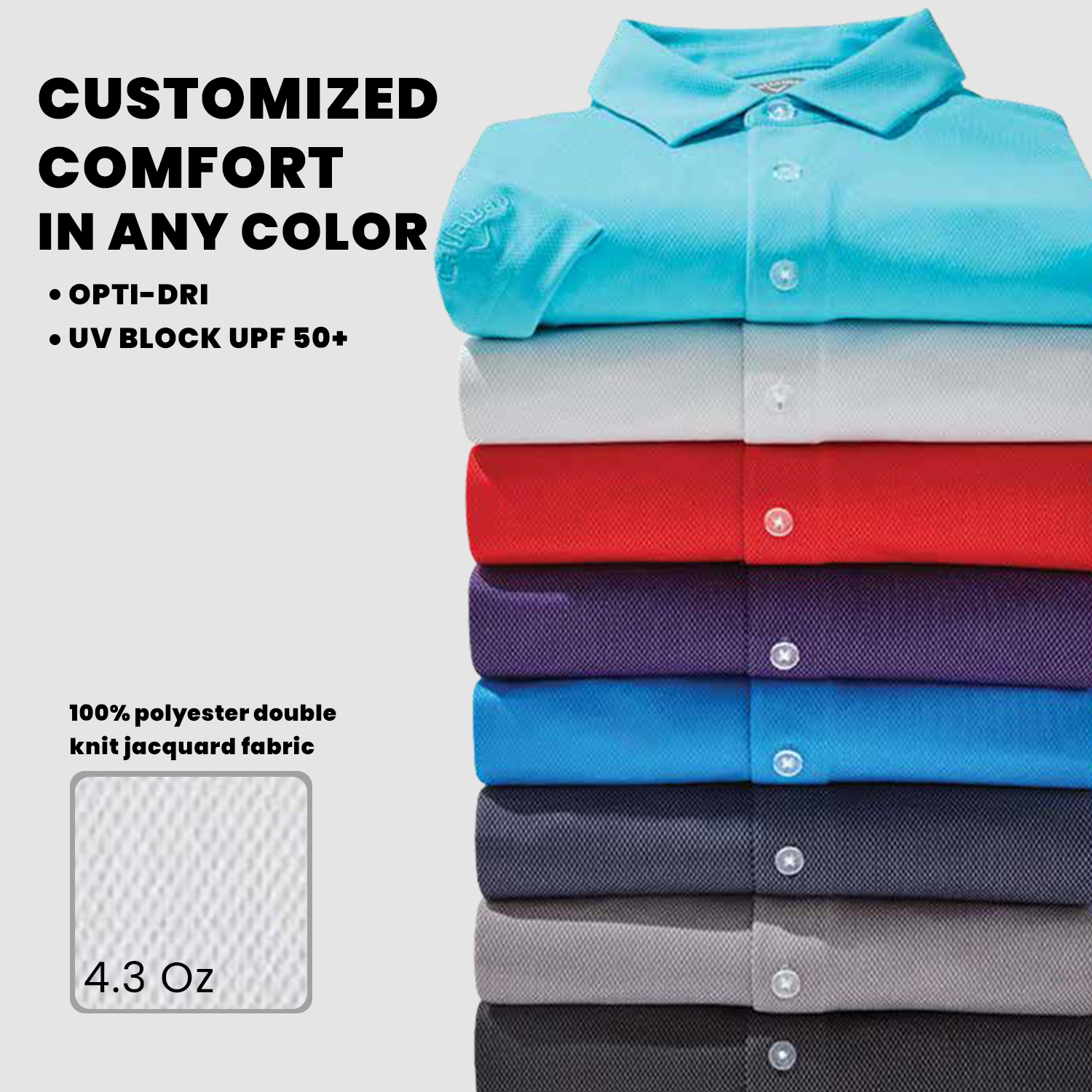 Callaway® Birdseye UPF 50+ Men's Cooling Polo Shirt with Custom Logo 5