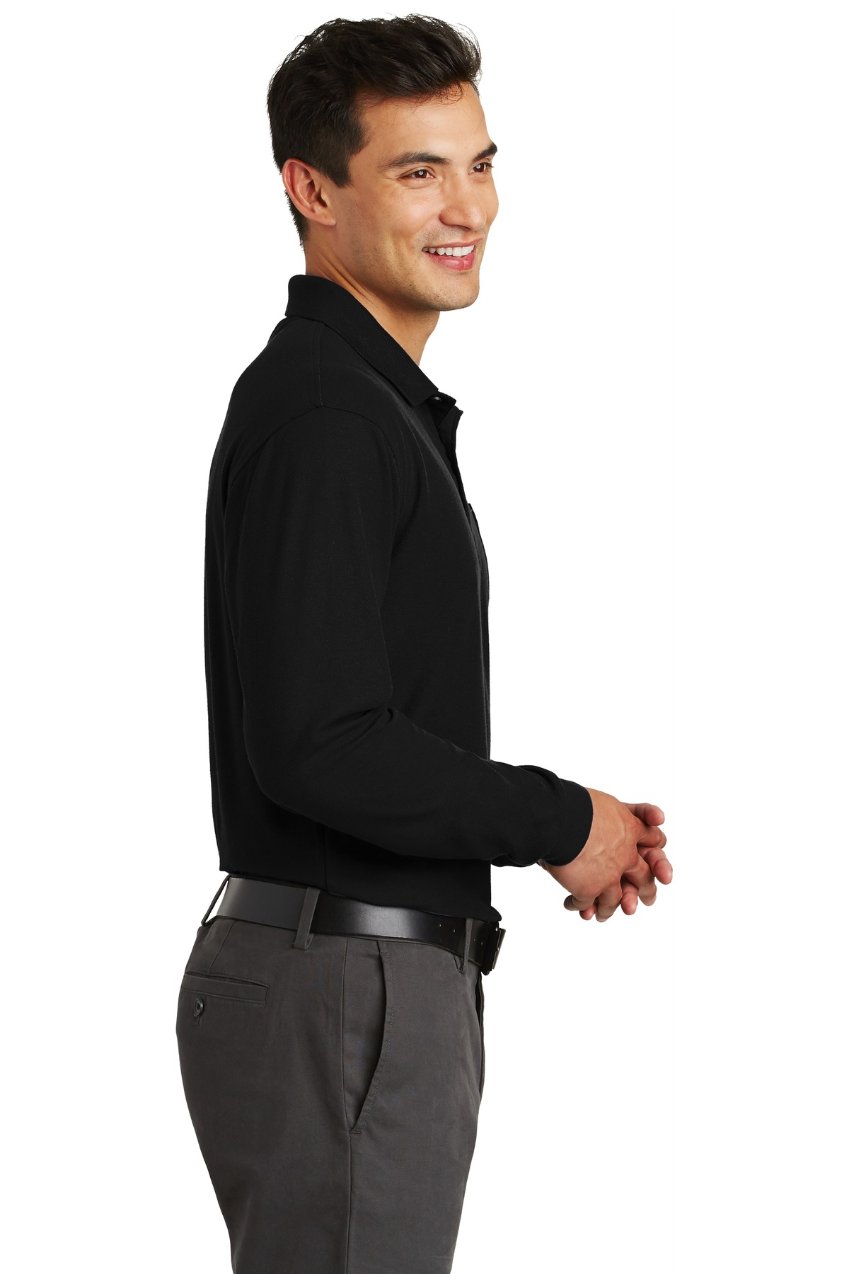Long Sleeve Silk Touch Polo with Pocket