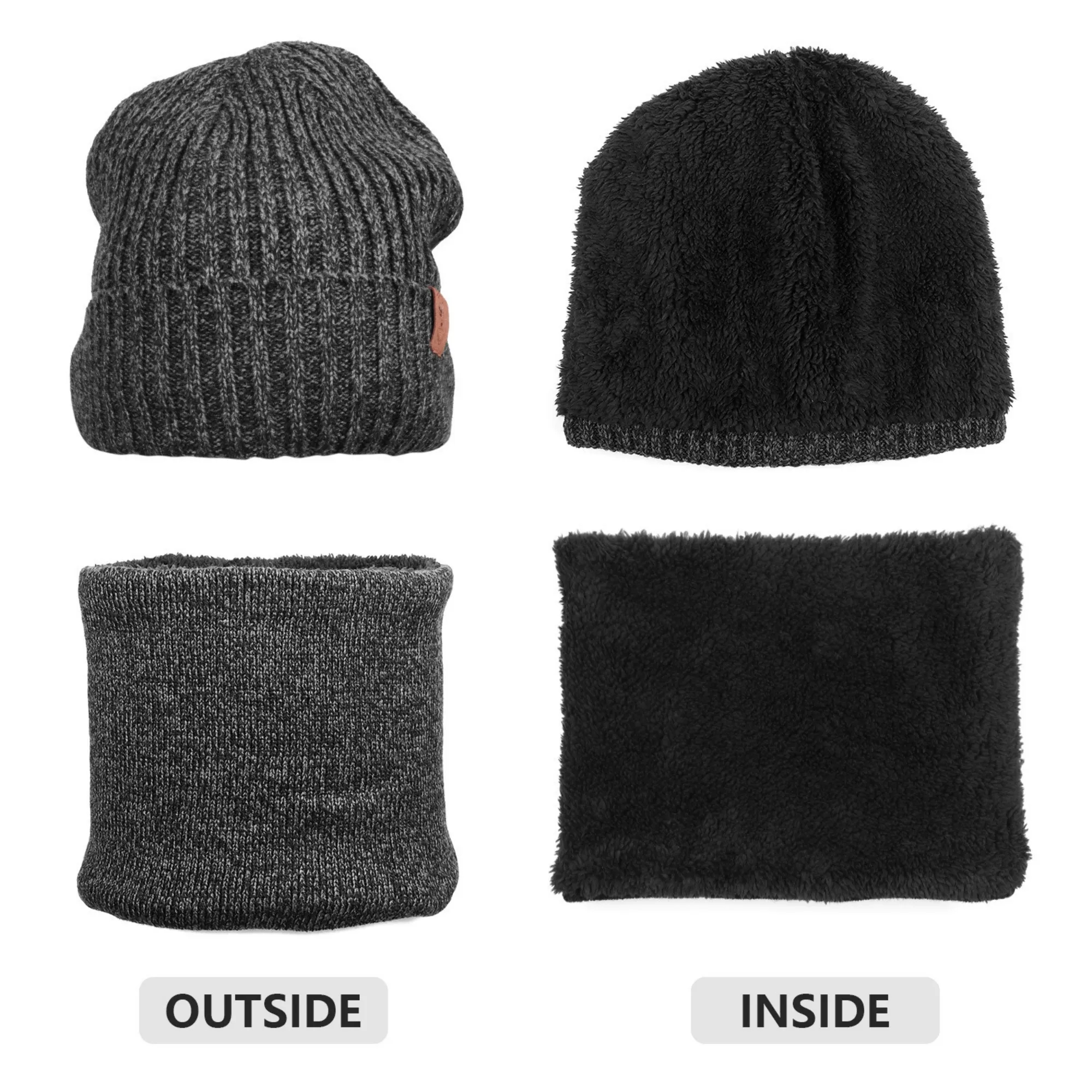 Premium Quality Men's Knit Hat Two-Piece Set Comfortable 3
