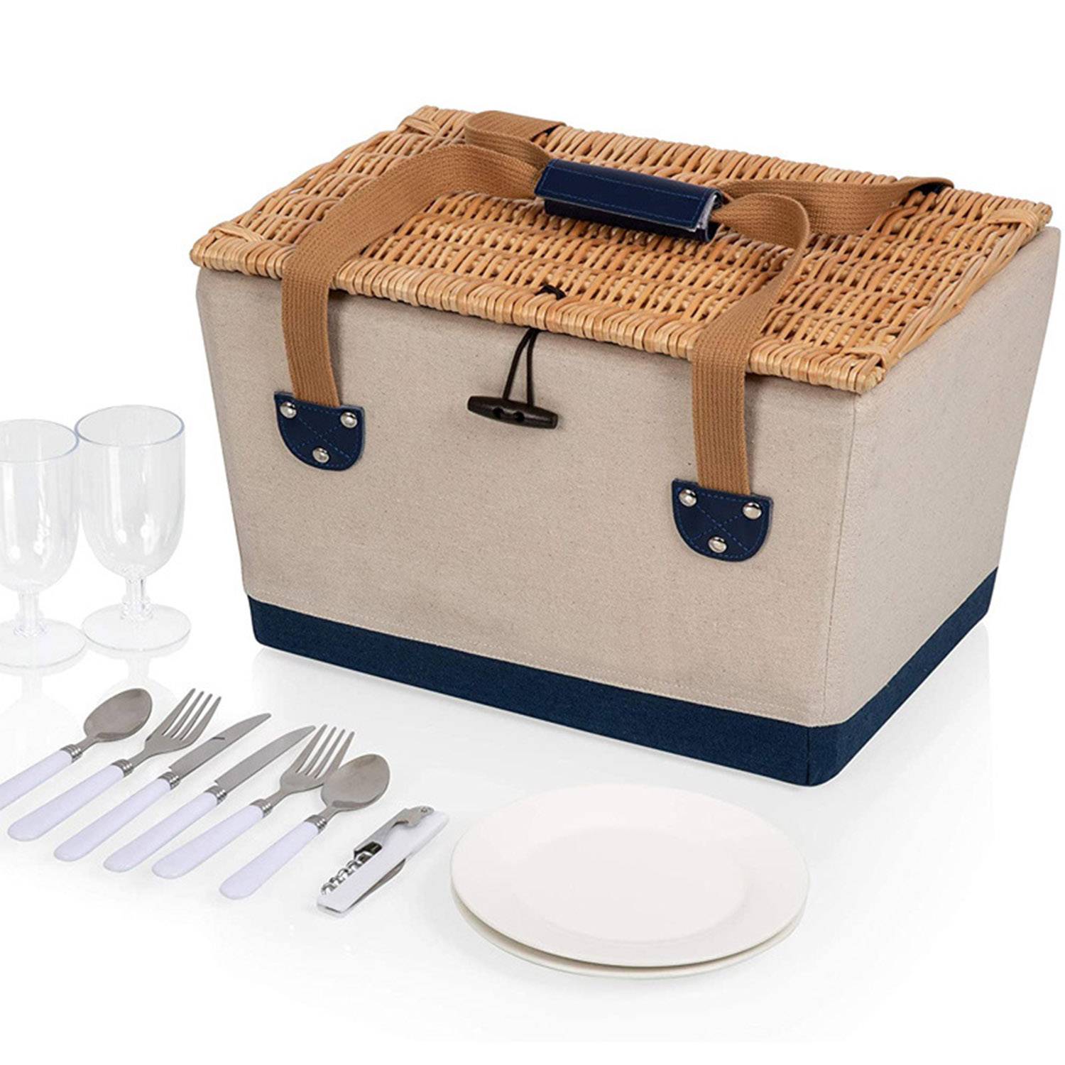 Handmade Picnic Basket Set with Utensils Cutler 3