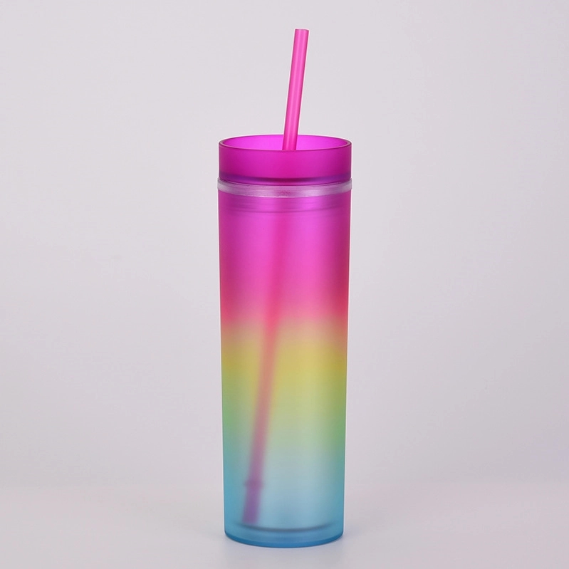 Custom Rainbow Color AS Plastic Material  Straw Tumbler 6
