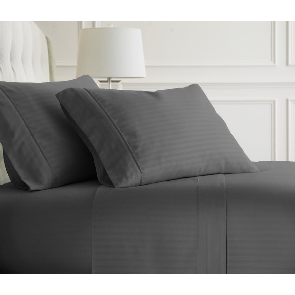 Premium Embossed Sheet Sets - Gray Striped Design Full 4 Piece 2
