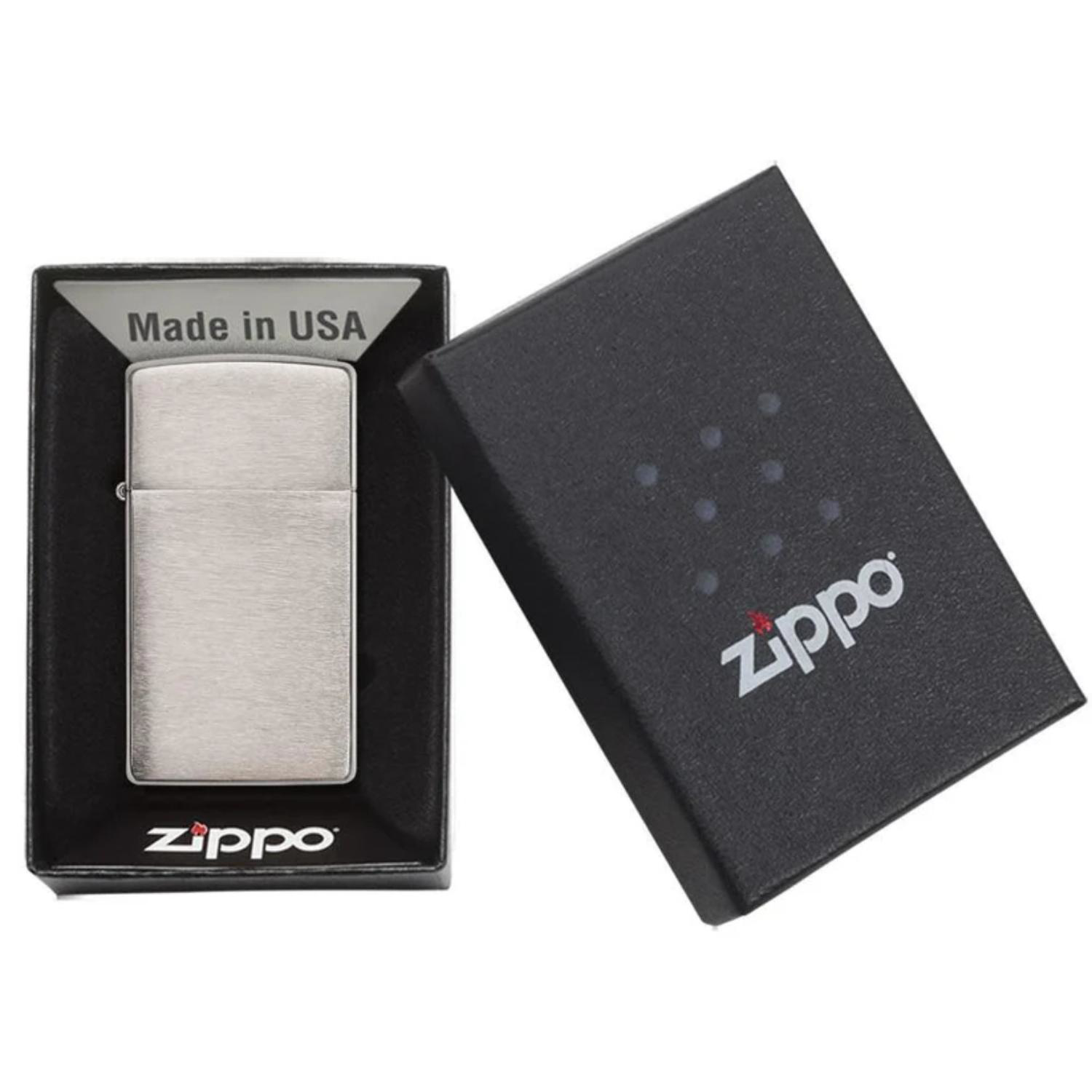 Zippo® USA-Made Slim Matte Chromes Windproof Lighter 1