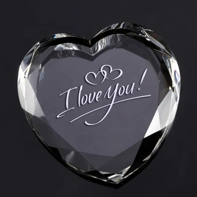 Crystal Heart Shaped Faceted Paperweight 4