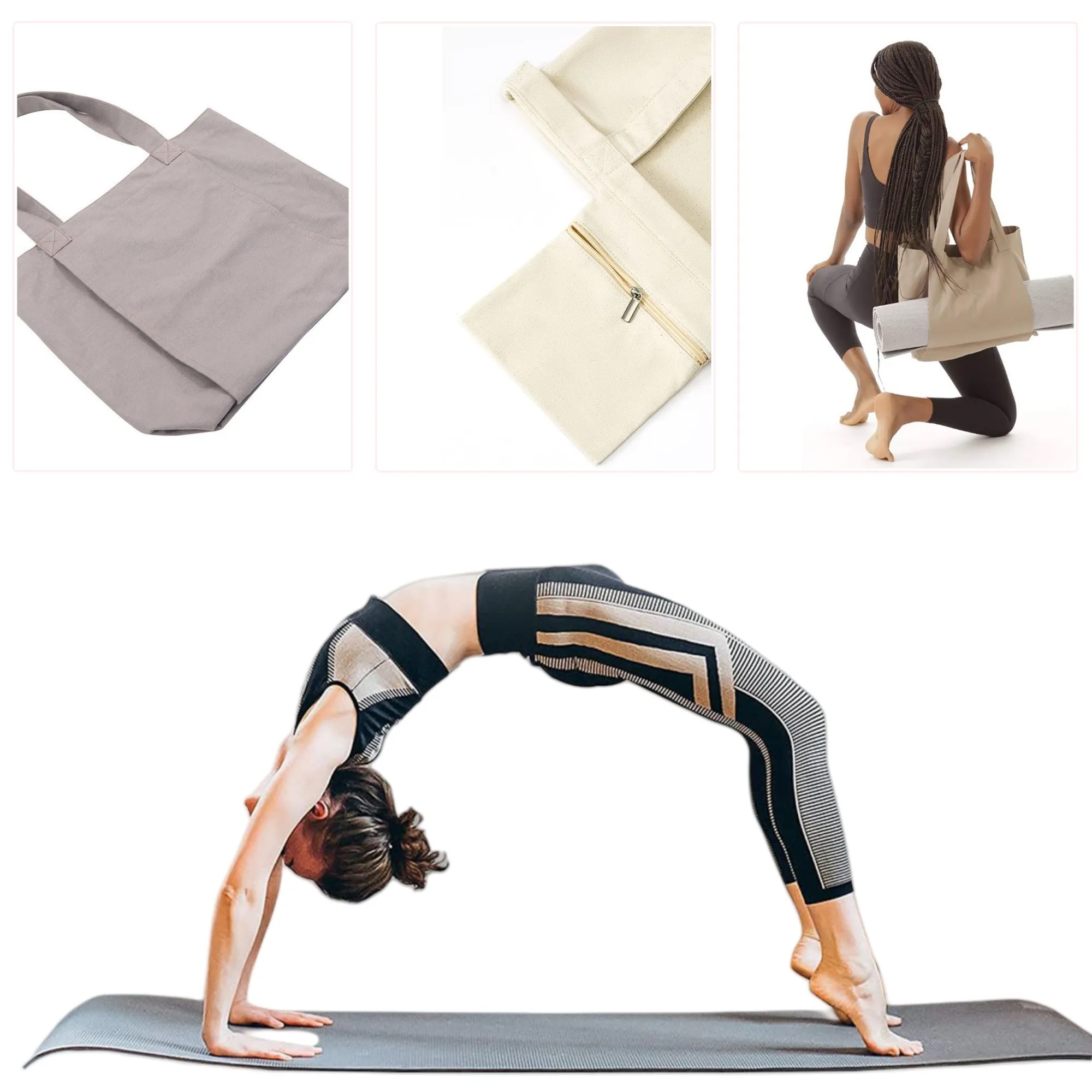 Multi-functional Yoga Canvas Tote Bag, custom tote bag with logo imprint 2