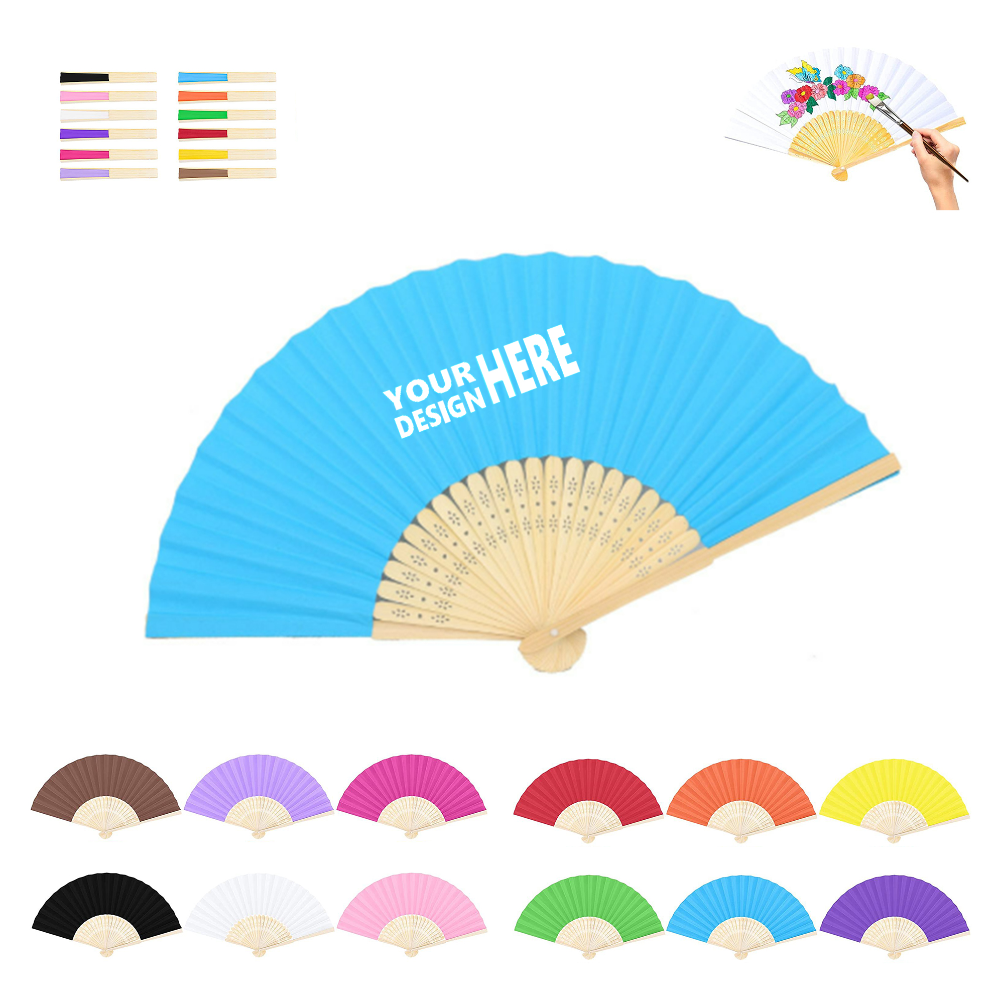 Colored Folding Paper Fan MOQ100 3