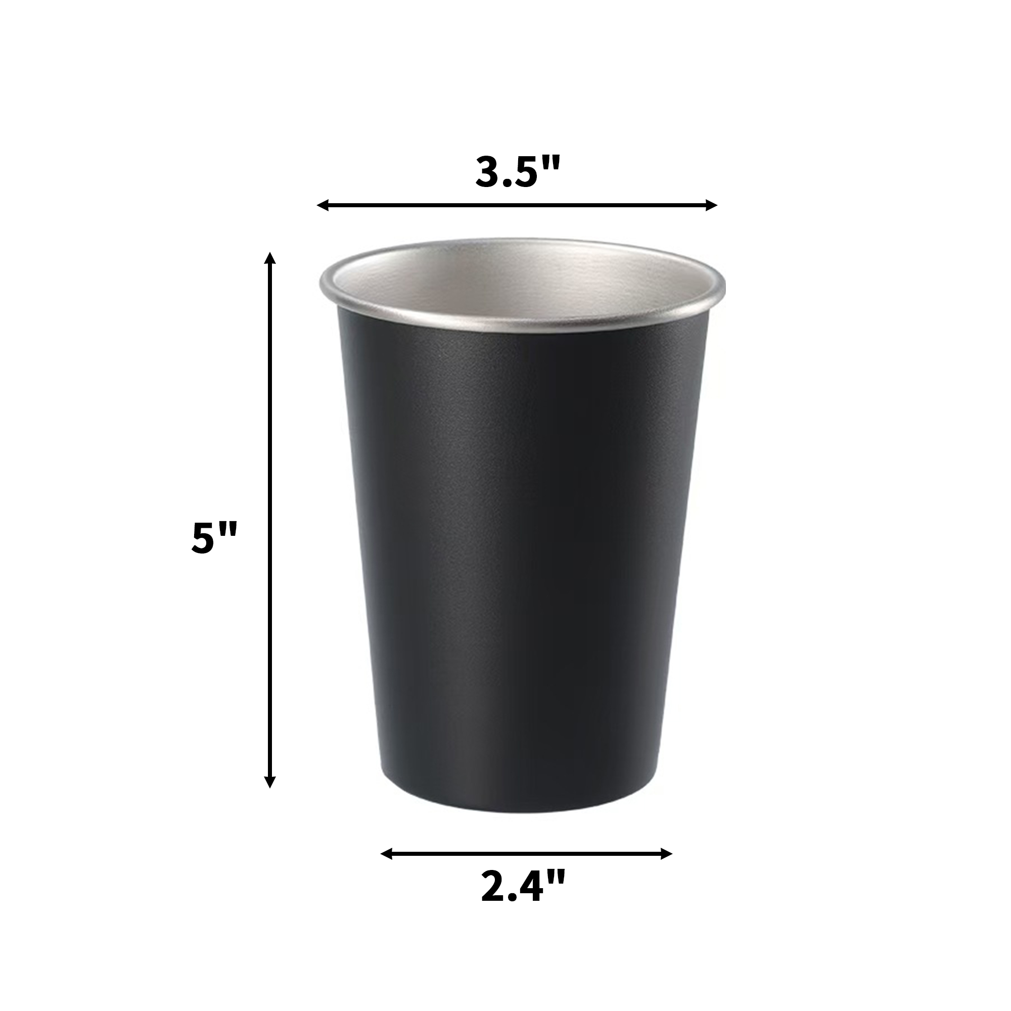 16oz Black Stainless Steel Pint Cup With Laser Imprint 6