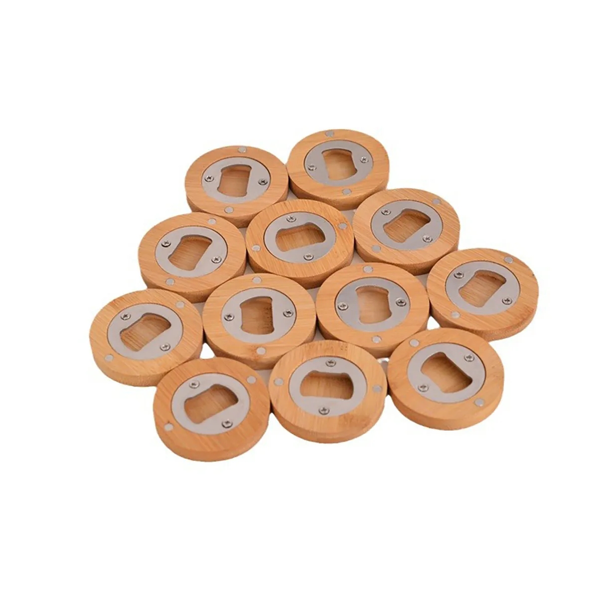 Beer Bottle Wooden Opener Stainless steel Fridge Magnets 3