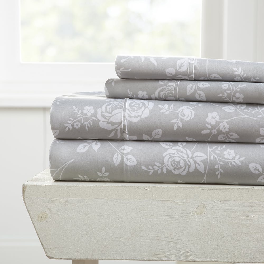 Bed Sheet Sets - Gray Rose King 4 Set 2