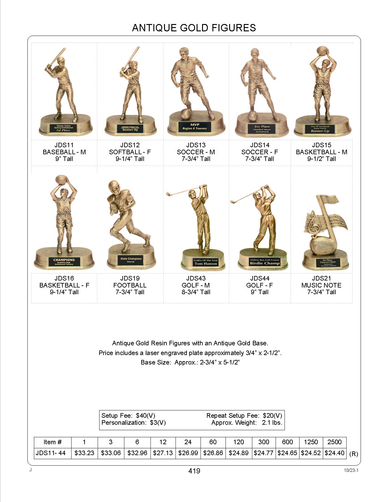 Soccer Female Antique Gold Figure Award 1