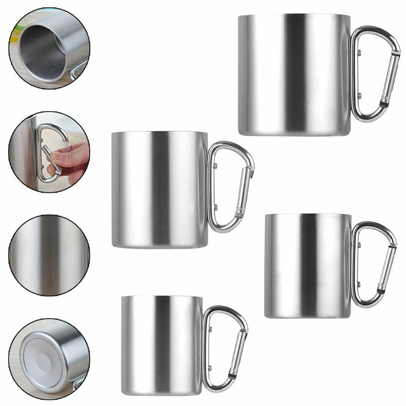 10oz Stainless Steel Mug with Carabiner Handle 2