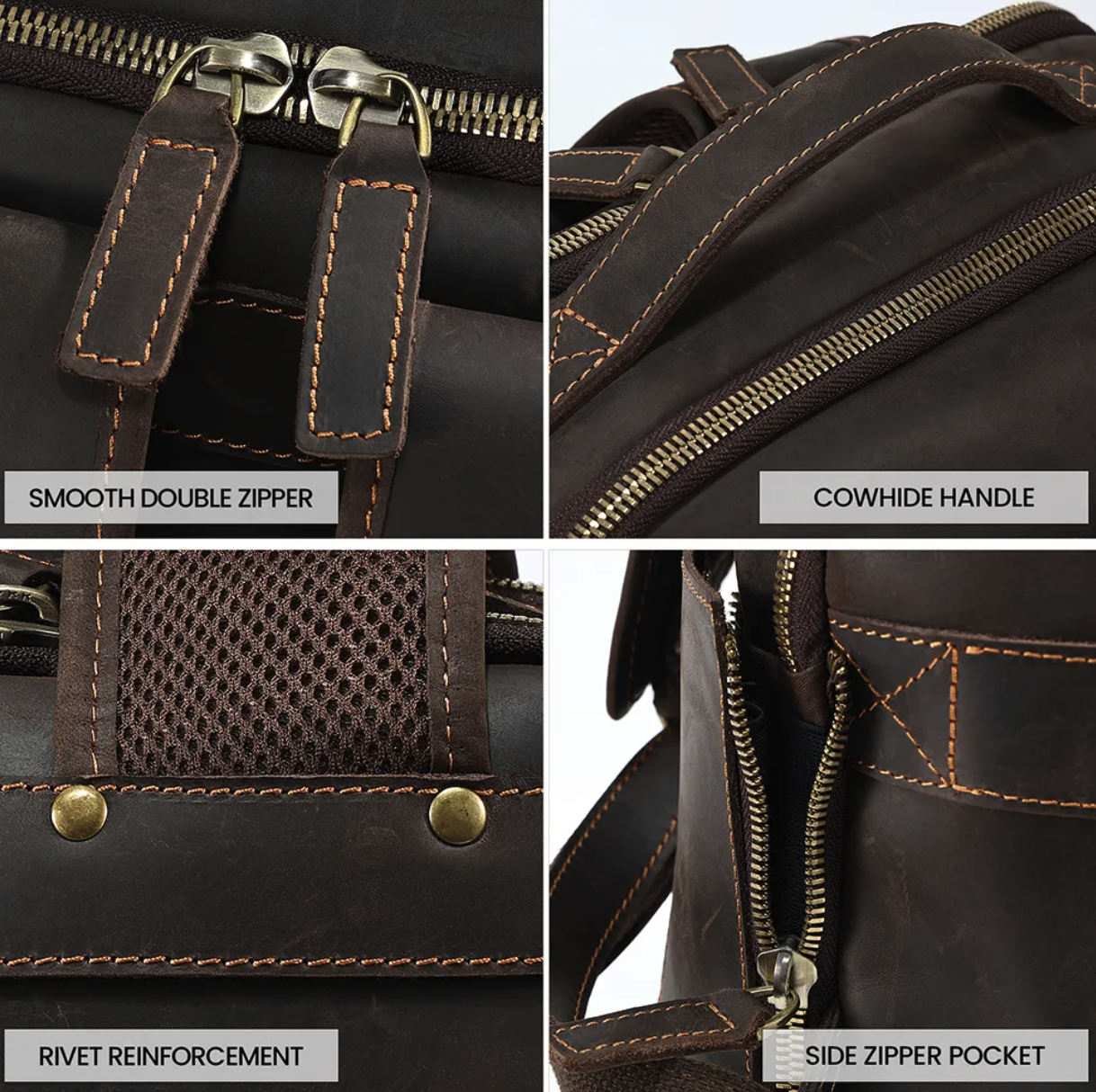 Leather Business Travelling Camping School Backpack 1