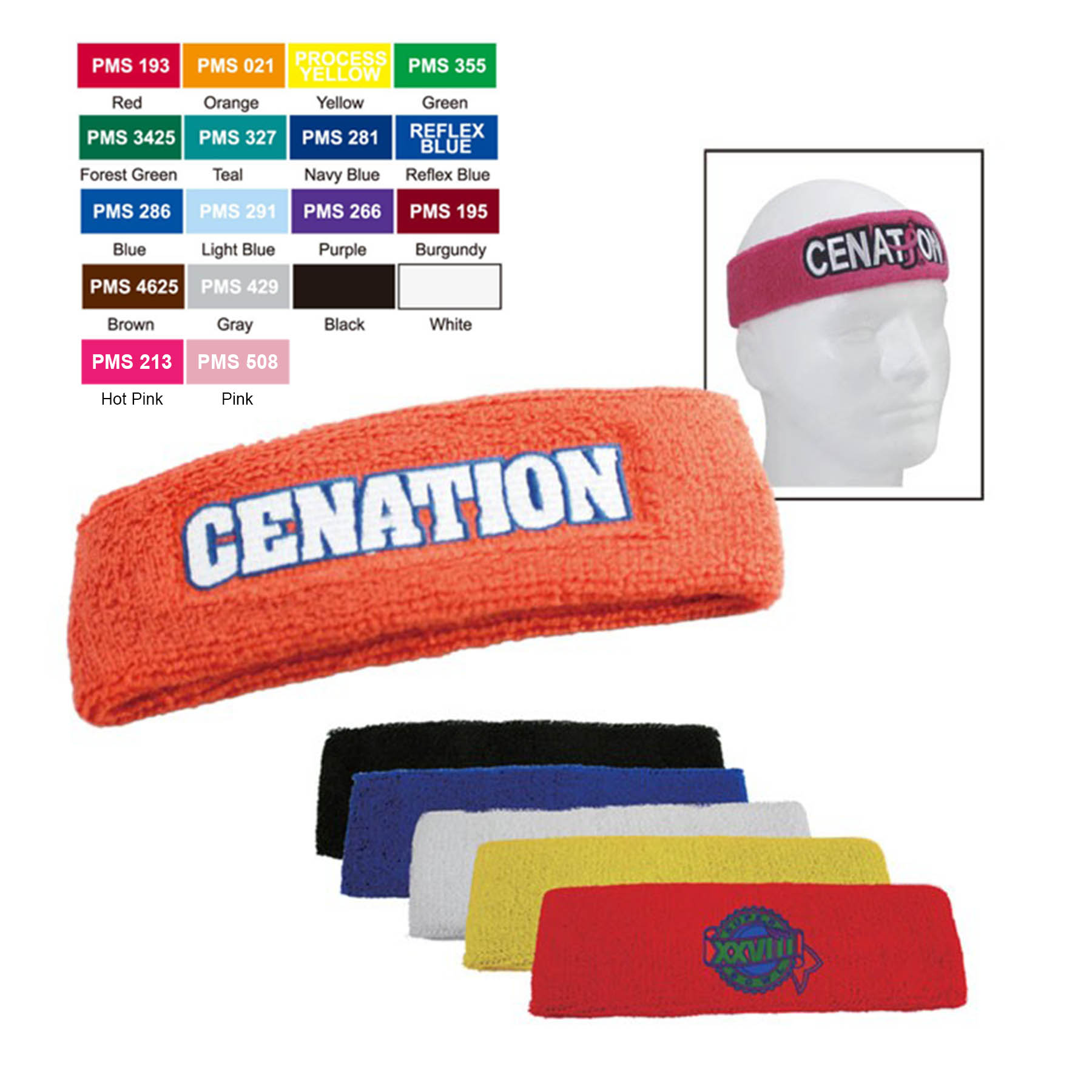 Free Shipping Soft cotton/polyester Terry Cloth Sport Headband 20