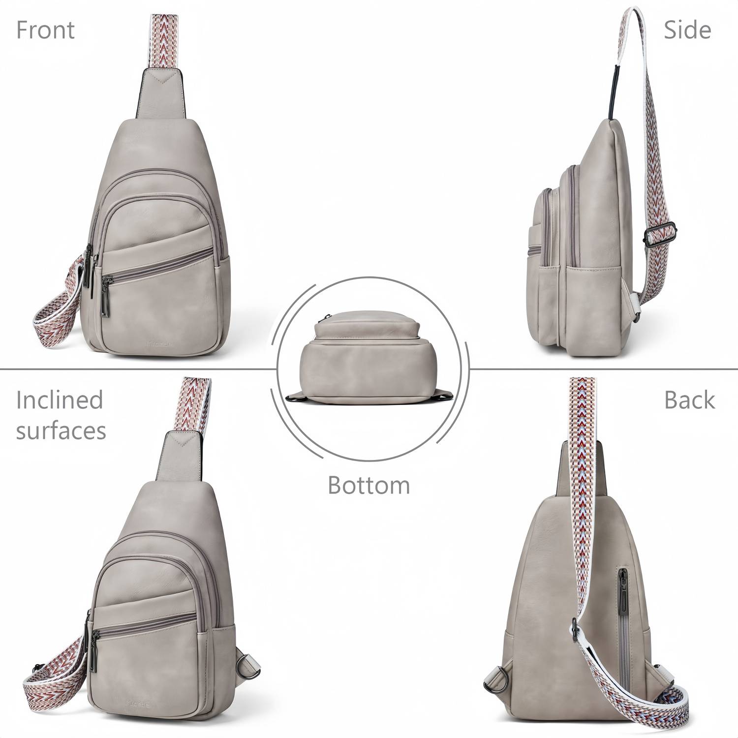 Vintage PU Sling Bag w/ Adjustable Strap 10