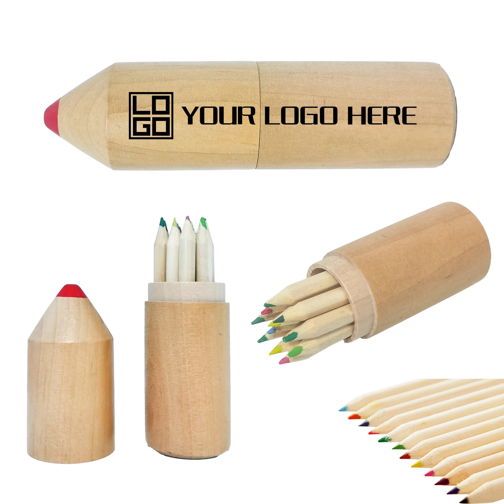 Colored Pencil Set In Wooden Barrel