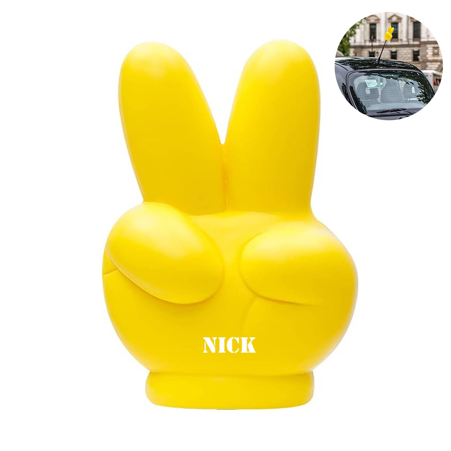 EVA Foam Yellow Victory V-Finger Antenna Topper Ball 2