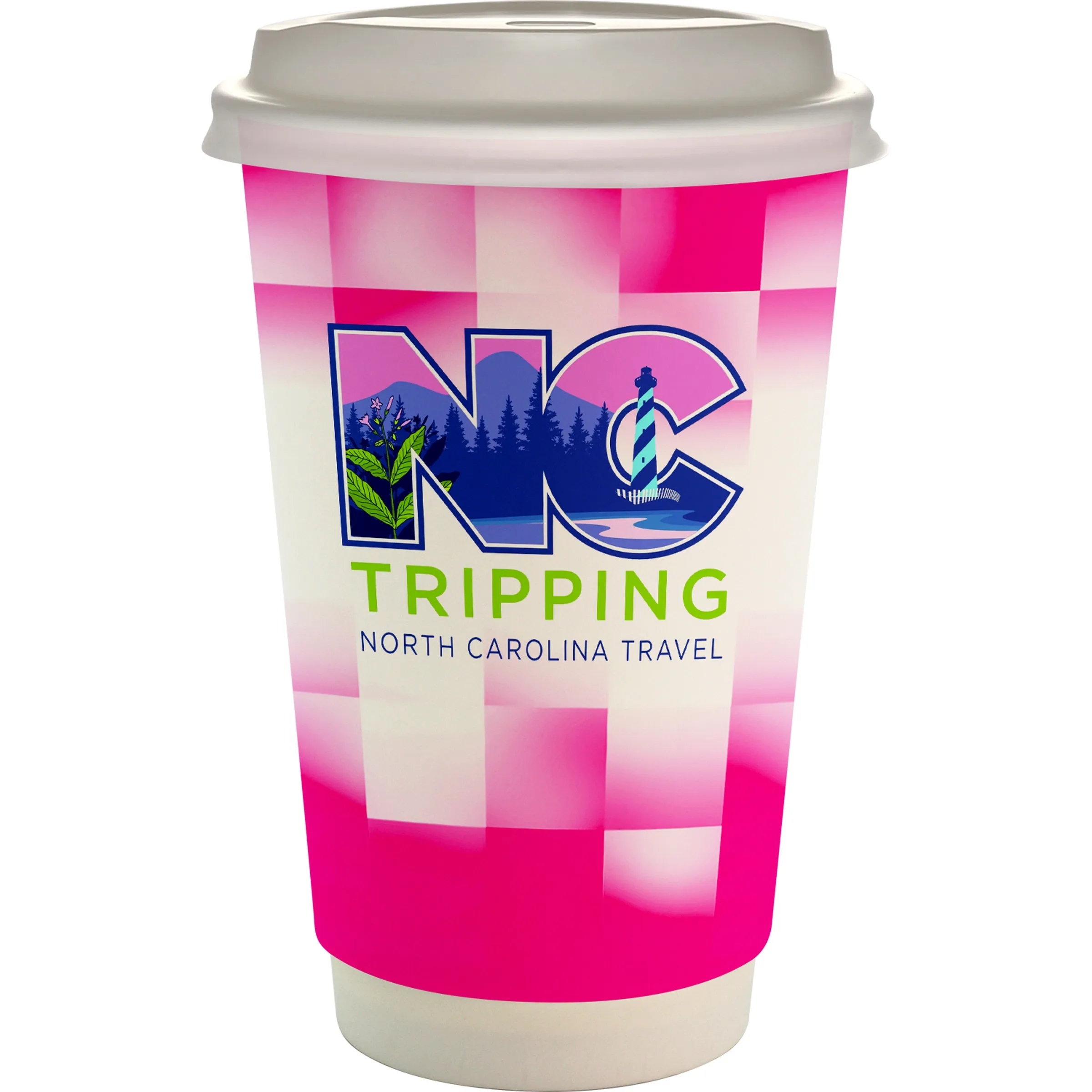 16 oz. Full Color Shaded Checkers Paper Cup With Lid 1