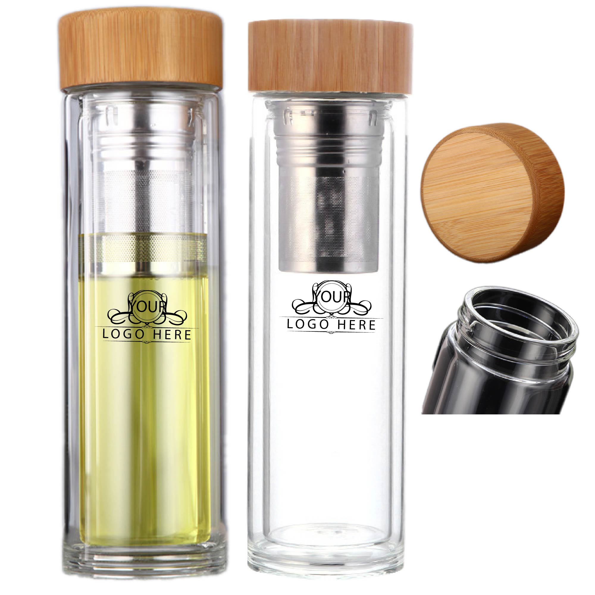 13.5 oz Double Wall Glass Bottle with Tea Infuser 2
