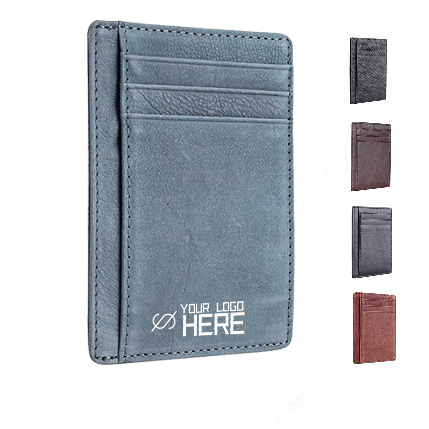 Minimalist Leather RFID Blocking Wallet Mens Card Clip 2