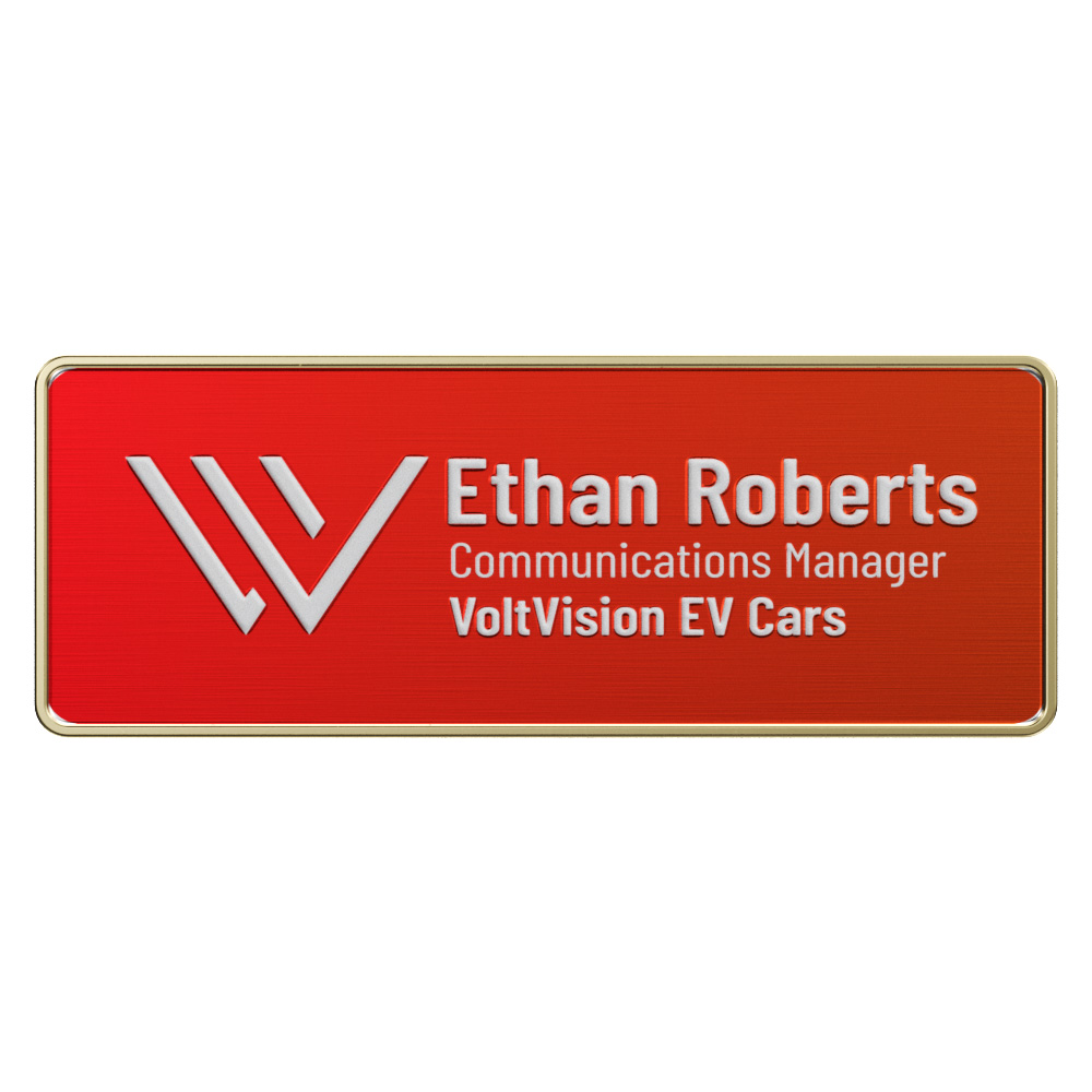 Texture Tone® Rectangle Metal Name Badge (3" x 1-1/4") 2