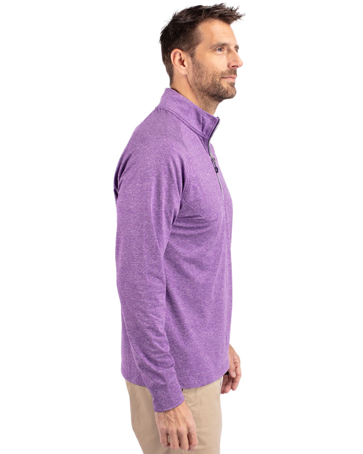 Cutter & Buck Adapt Recycled Soft Knit Stretch Mens Big & Tall Heathered Quarter Zip Pullover Big & Tall 48