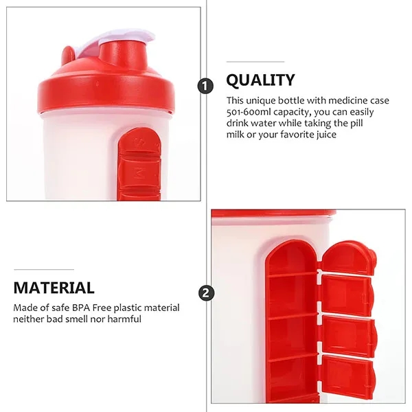 Shaker Bottles for Protein Mixes With Pill Organizer 5
