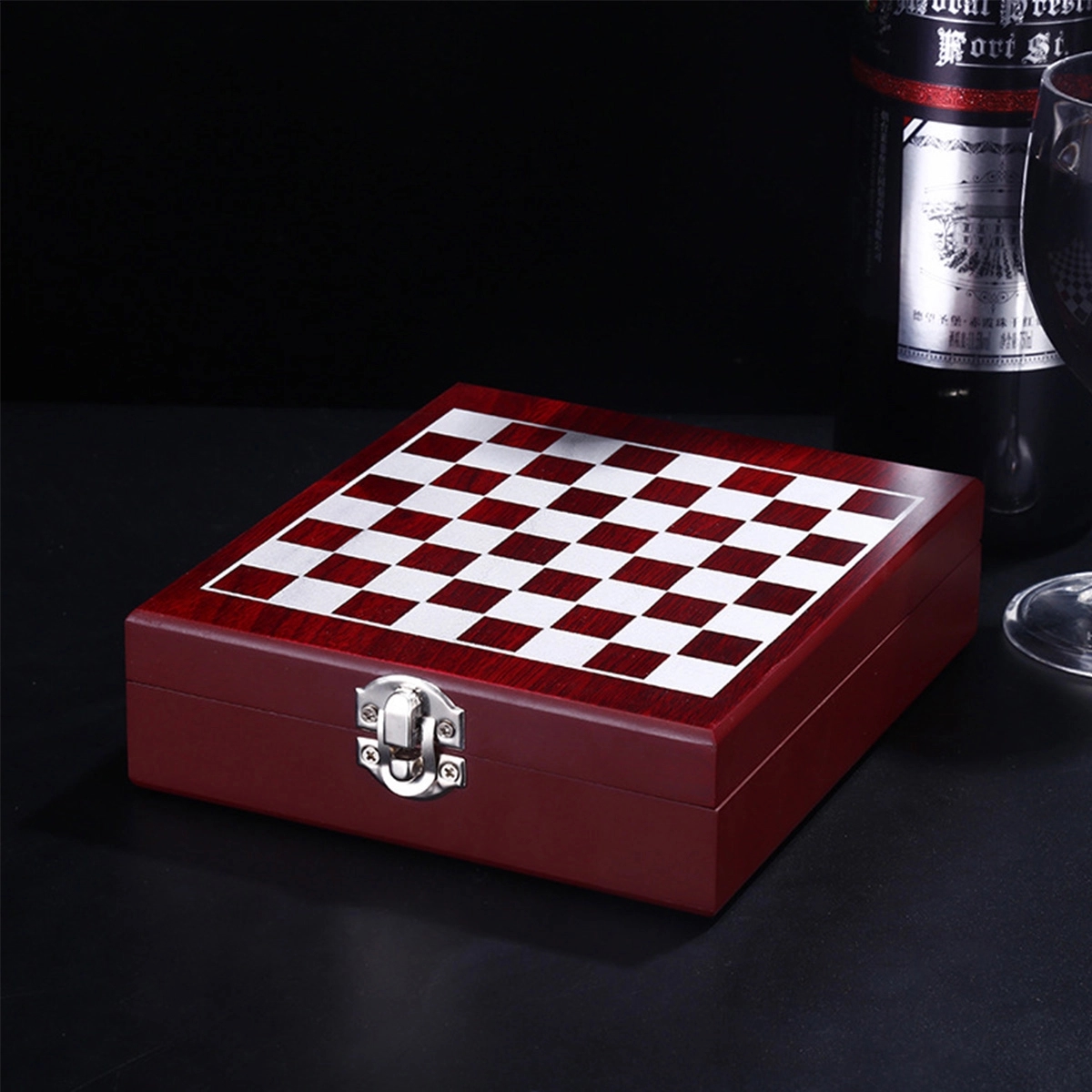 Custom Wooden Box Wine Accessories With Chess Set 5