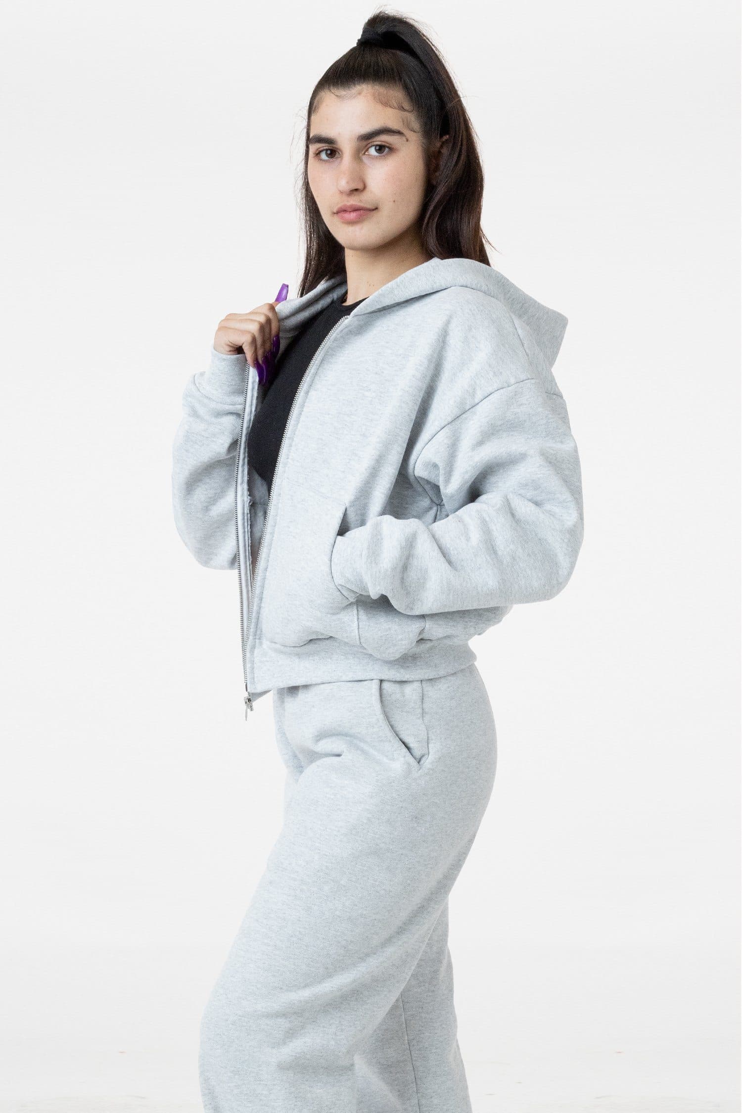 14 OZ HEAVY FLEECE CROPPED ZIP UP 1