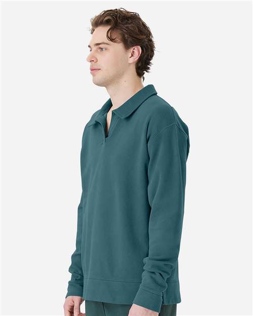Unisex Garment-Dyed Polo Collar Sweatshirt - GDH490 10
