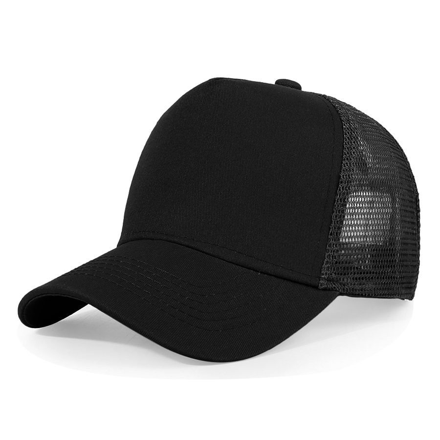 Stock Solid Color Cotton 5-Panel Trucker Cap 3