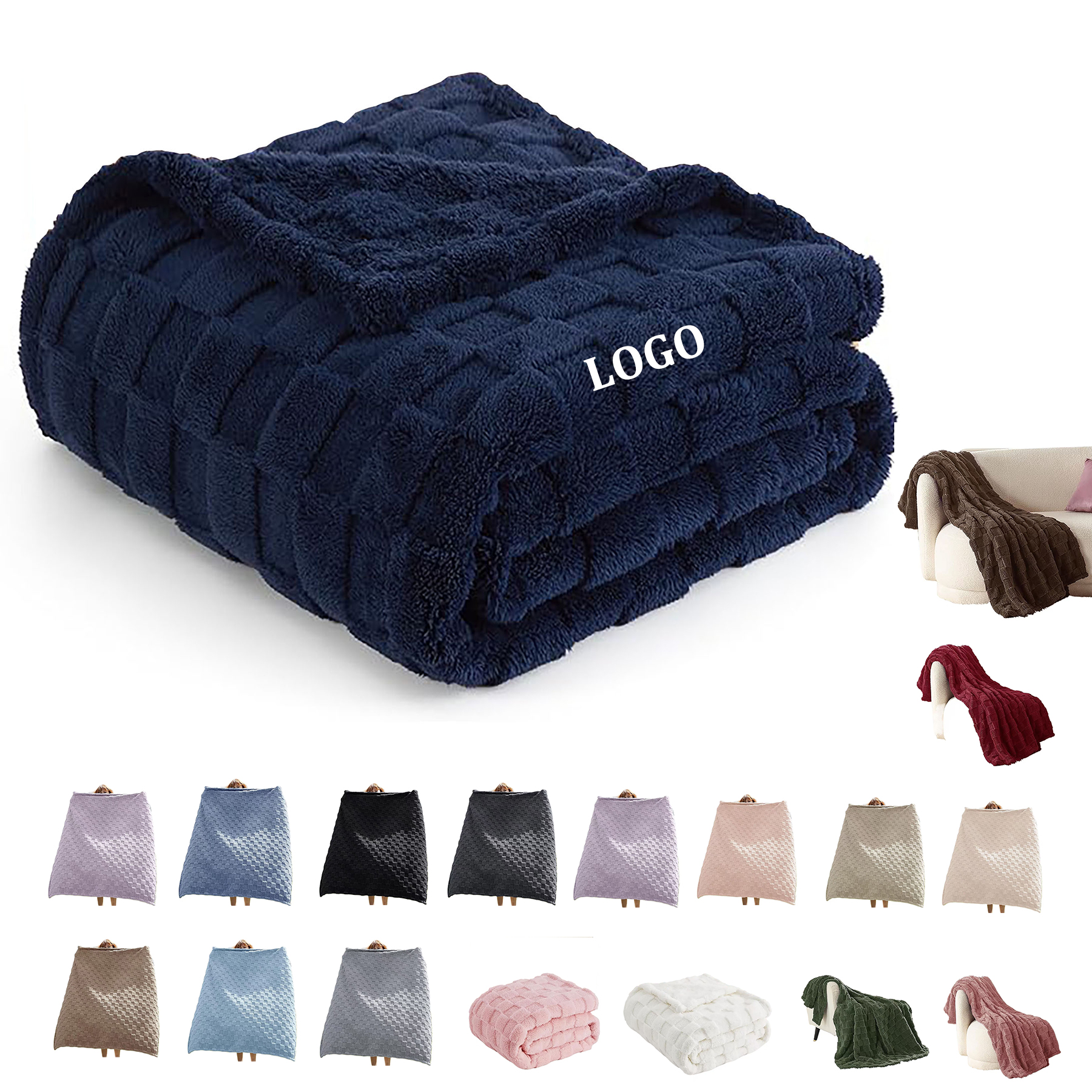 Checkered Fleece Throw Blanket 9