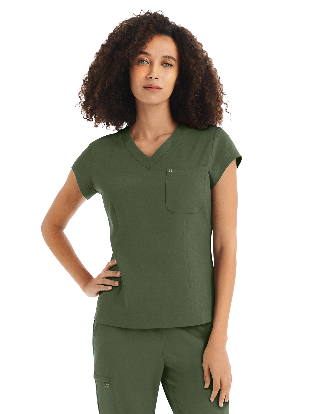 White Cross - CRFT - Women's One-Pocket V-Neck Top 16