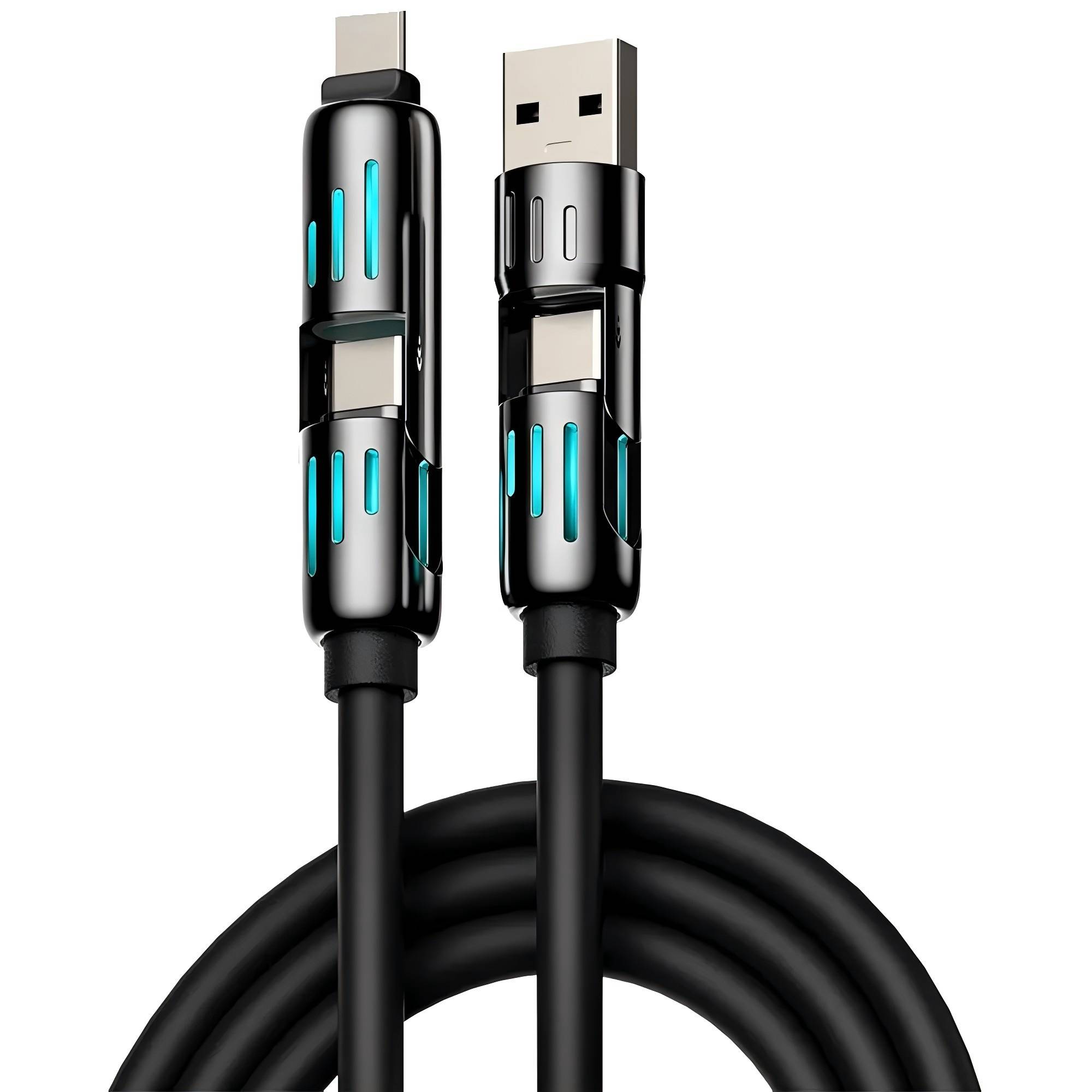 240W 4-in-1 Fast Charging Cable with LED – TPE Material 1