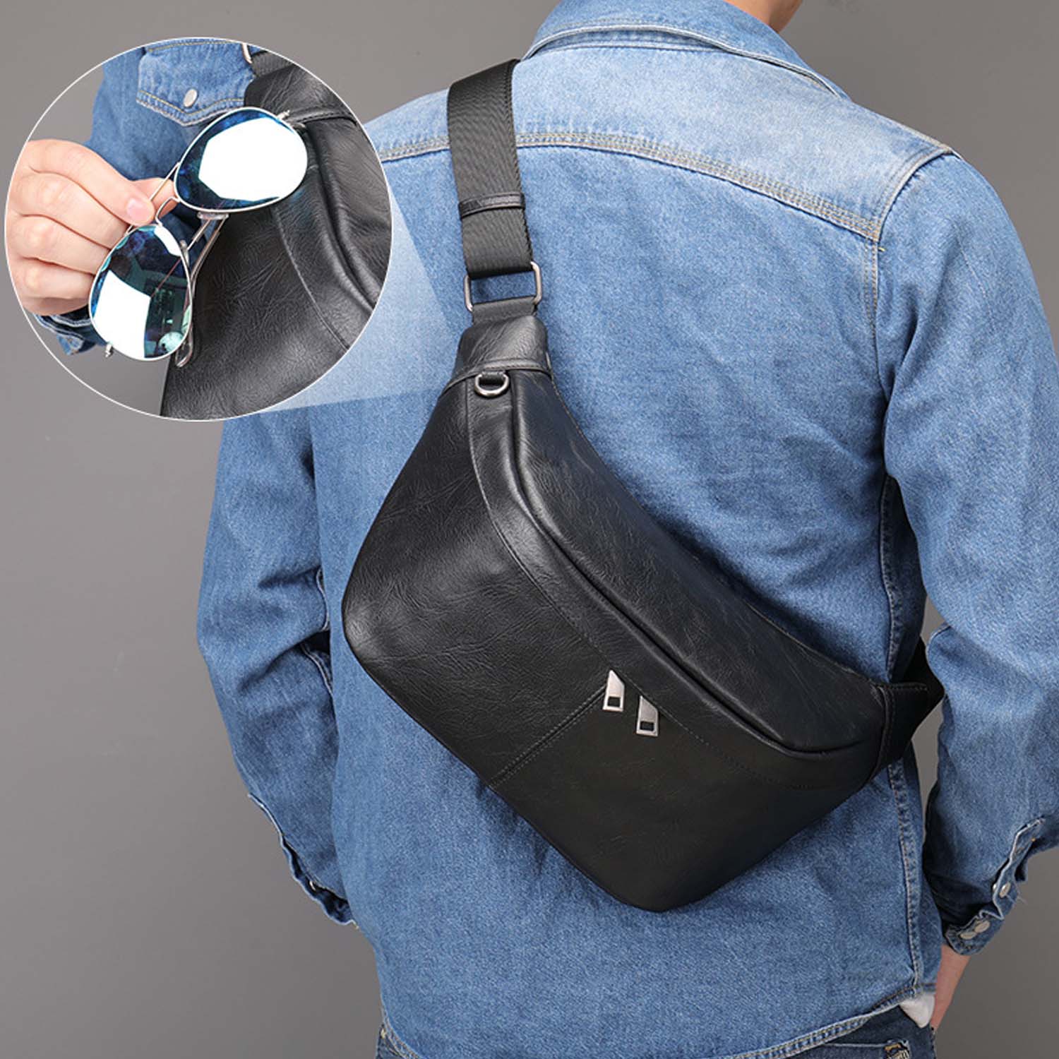 PU Leather Men's Shoulder Crossbody Bag 5