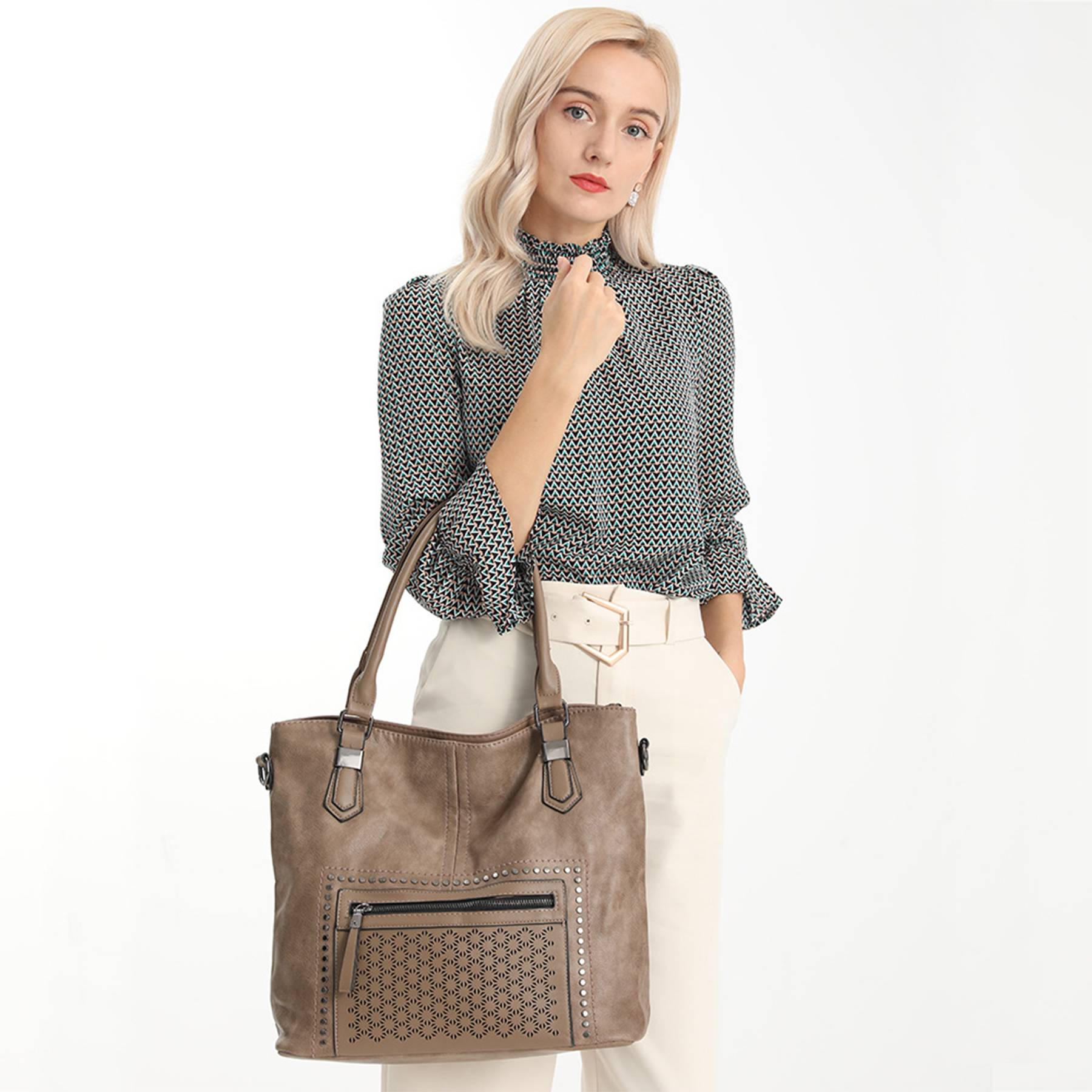 PU Top Handle Bags with Rivet Multi 4