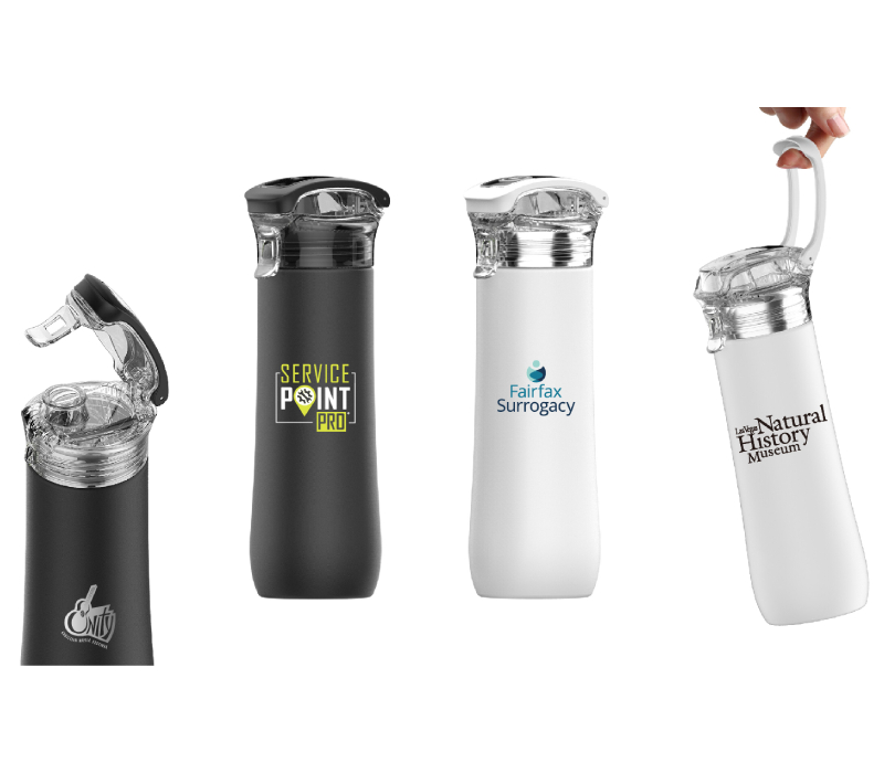 Double Wall Snap Lid Stainless Steel Water Bottle, 23 oz., custom water bottle with logo imprint 5